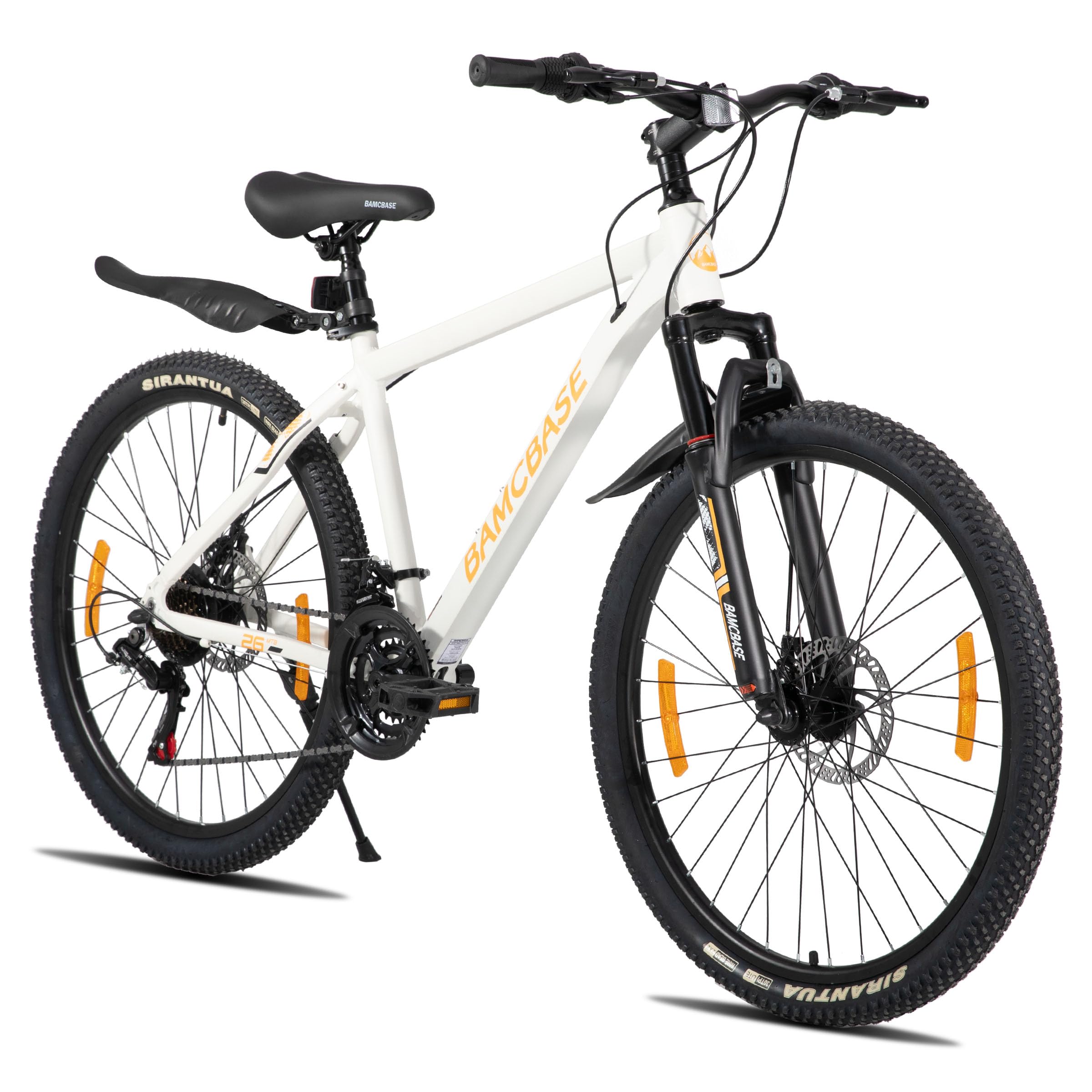 Hiland 26 - Bicicleta de montaña de 27,5 pulgadas, para hombre y mujer, con marco de aluminio, 21 velocidades, con freno de disco, color negro, azul, verde, morado y blanco