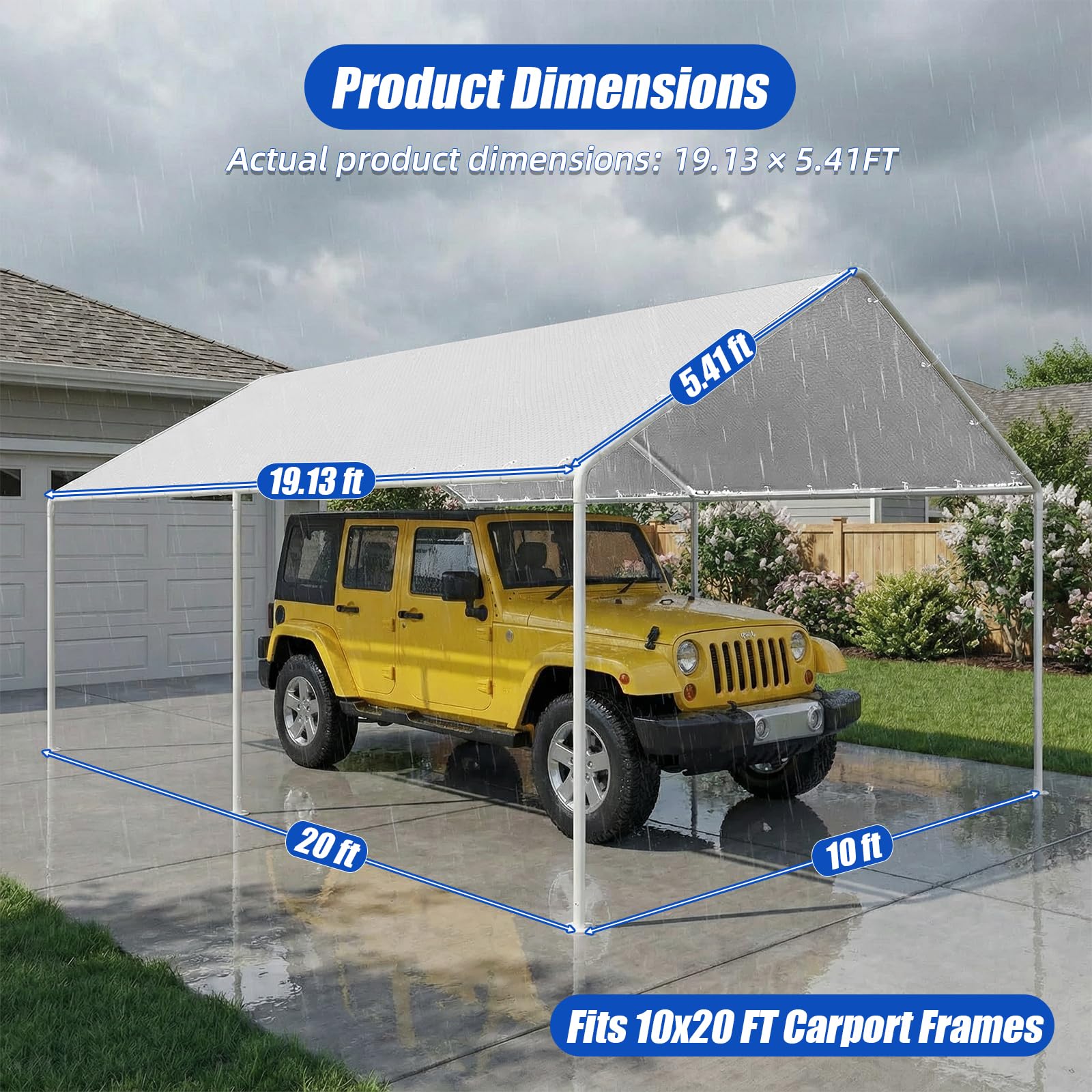 Carport Canopy Cover - 10x20ft Heavy Duty -3 Carport Canopy Cover - 10x20ft Heavy Duty -3