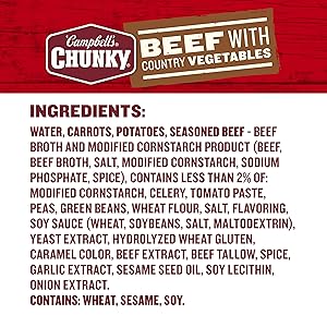 Campbells Chunky Soup, Beef Soup with Country Vegetables, 18.8 Oz Can