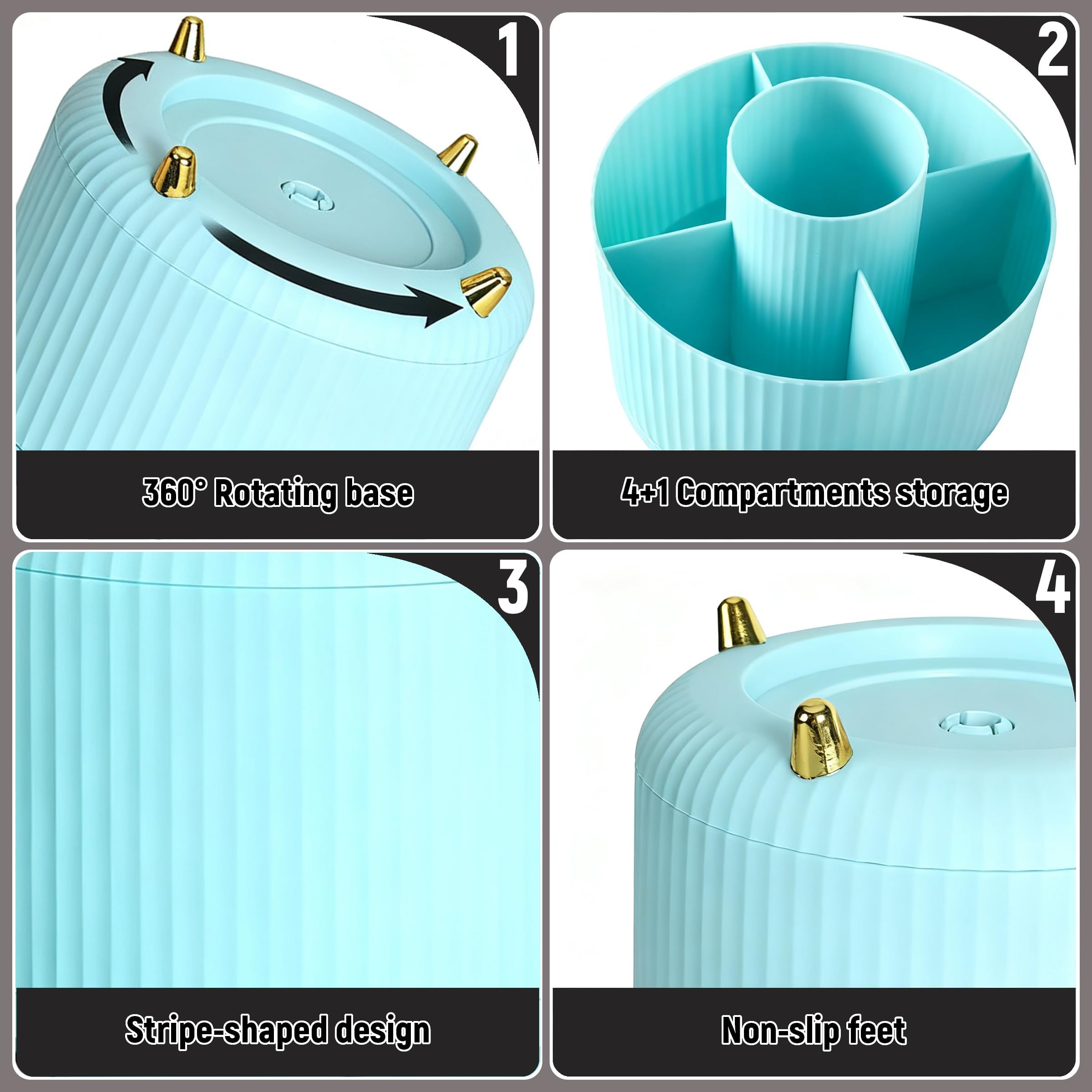 ZHABAYEN Desk Organiser, 360-Degree Rotating Pen Holder, Pencil Holder for Desk Pen Pencil Holder Desk Organiser - Image 4
