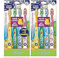 Vista 8 de GuruNanda Butter On Gums - Cepillo de dientes para niños, paquete de 4 cepillos de dientes de cerdas extra suaves para niños, multicolor y divertido