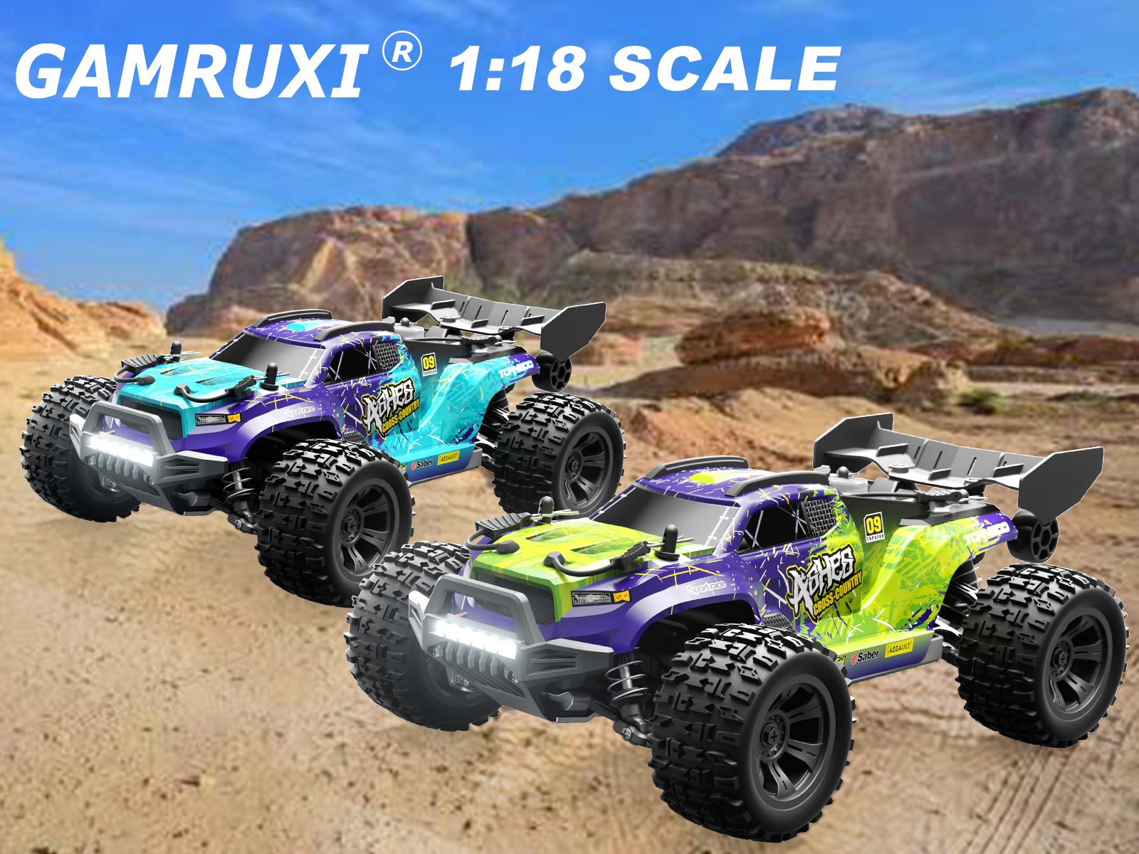 1:18 Scale 4WD High-Speed RC Car, 40+KM/H Off-Road Remote Control