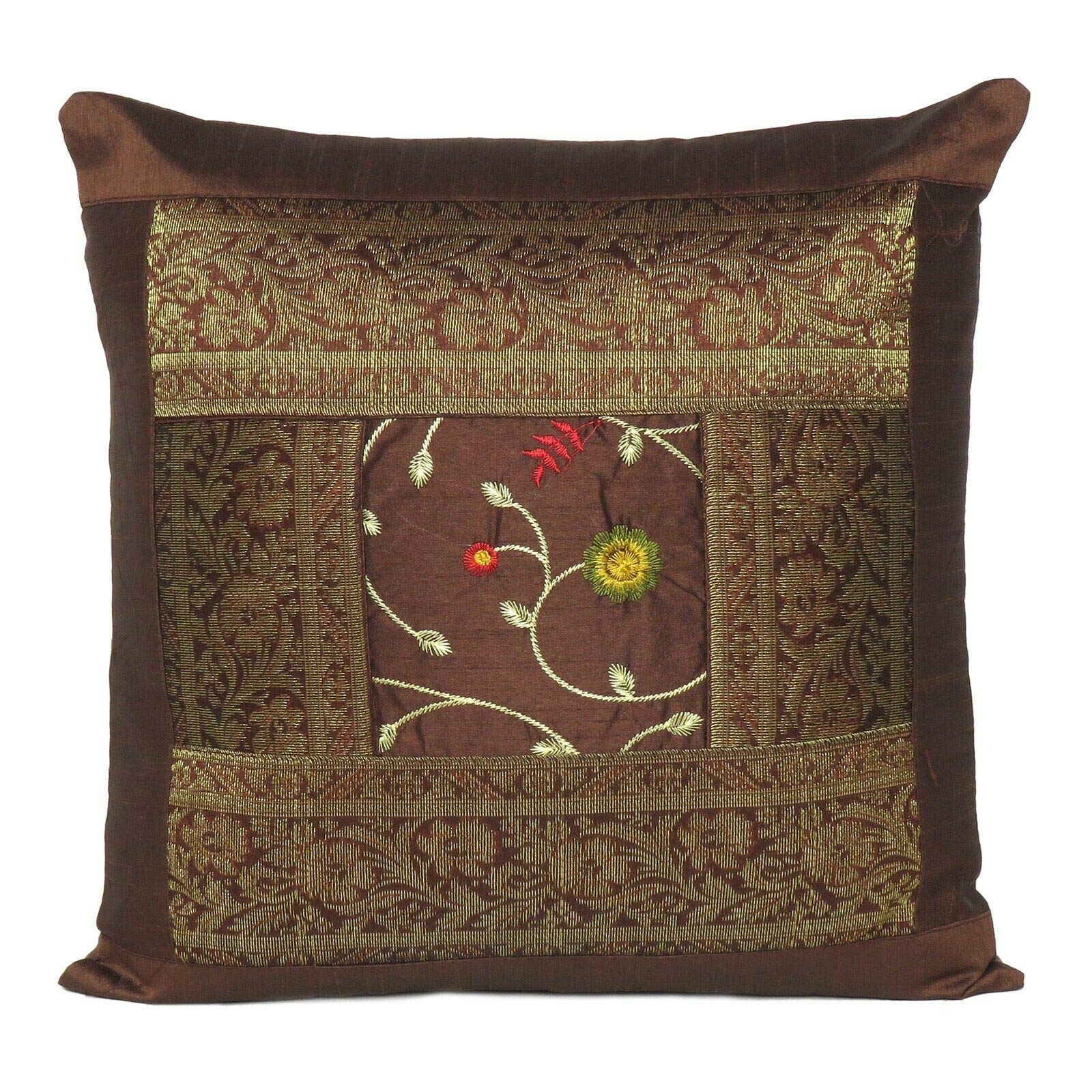 Rajbhoomi - Set di federe per cuscino in cotone, motivo patchwork, stile etnico e patchwork, 5 pezzi, 45,7 x 45,7 cm, colore: Multicolore