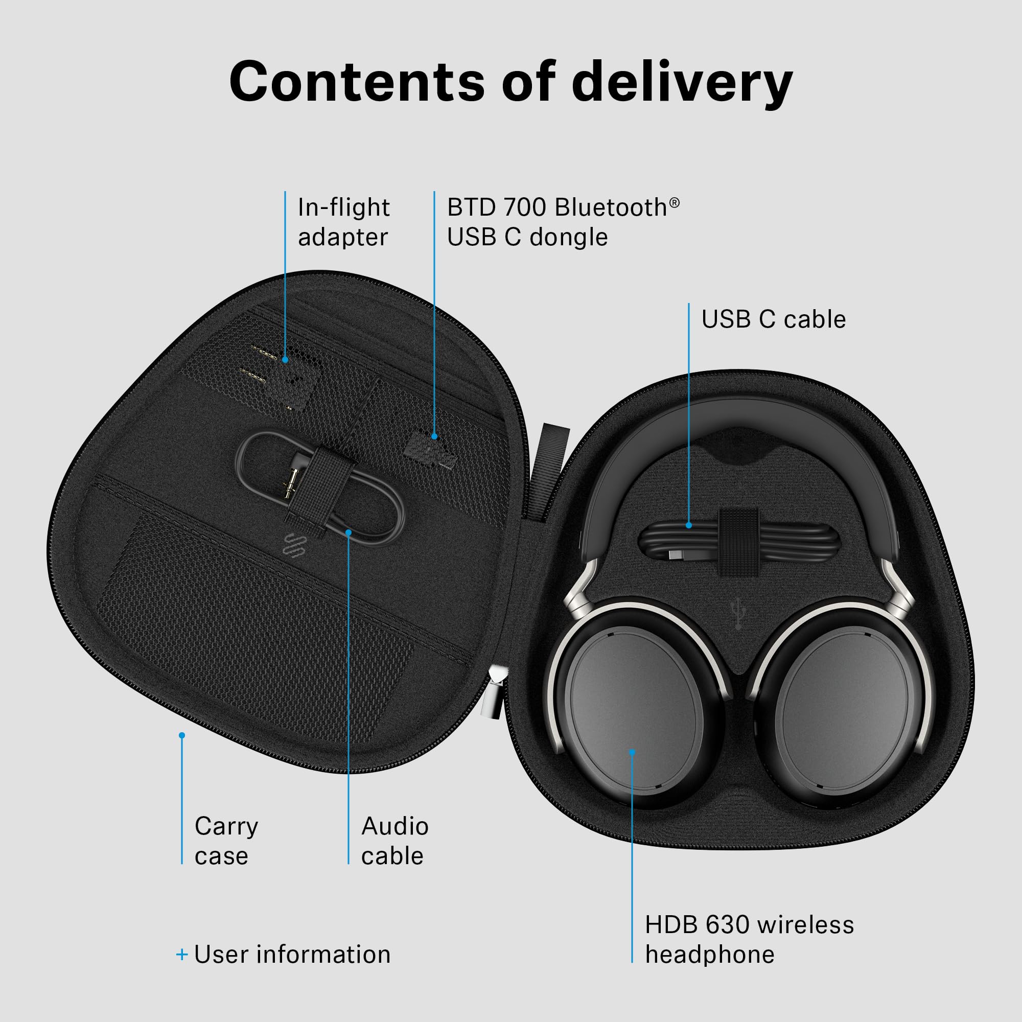 Sennheiser HDB 630 Wireless Over-Ear Headphones - Hi-Res Audiophile Sound, Adaptive Noise Cancellation, Parametric EQ, 60 Hour Battery Life, Includes USB-C Low-Latency Bluetooth Adapter - Black