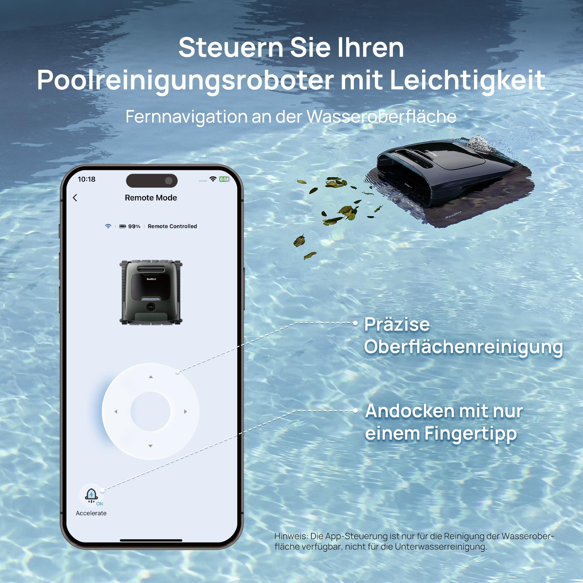 Beatbot AquaSense 2 Pro Poolroboter Set mit Klärmittel-Satz, Oberflächen | Poolsauger Design für Reinigung Boden, Wand, Oberflächen und klärt Wasser, Schwebt nach Reinigung auf Wasseroberfläche