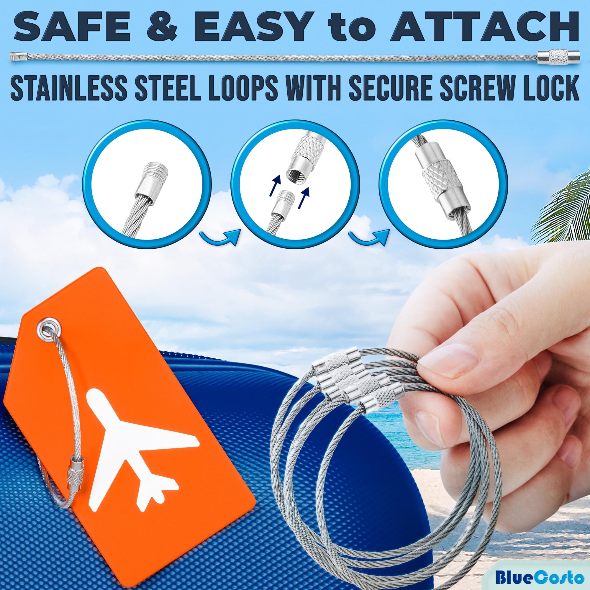 5 Etichette Per Bagagli In Silicone Arancione Con Anelli In Acciaio: Identificazione Valigia E Accessori Da Viaggio Impermeabili