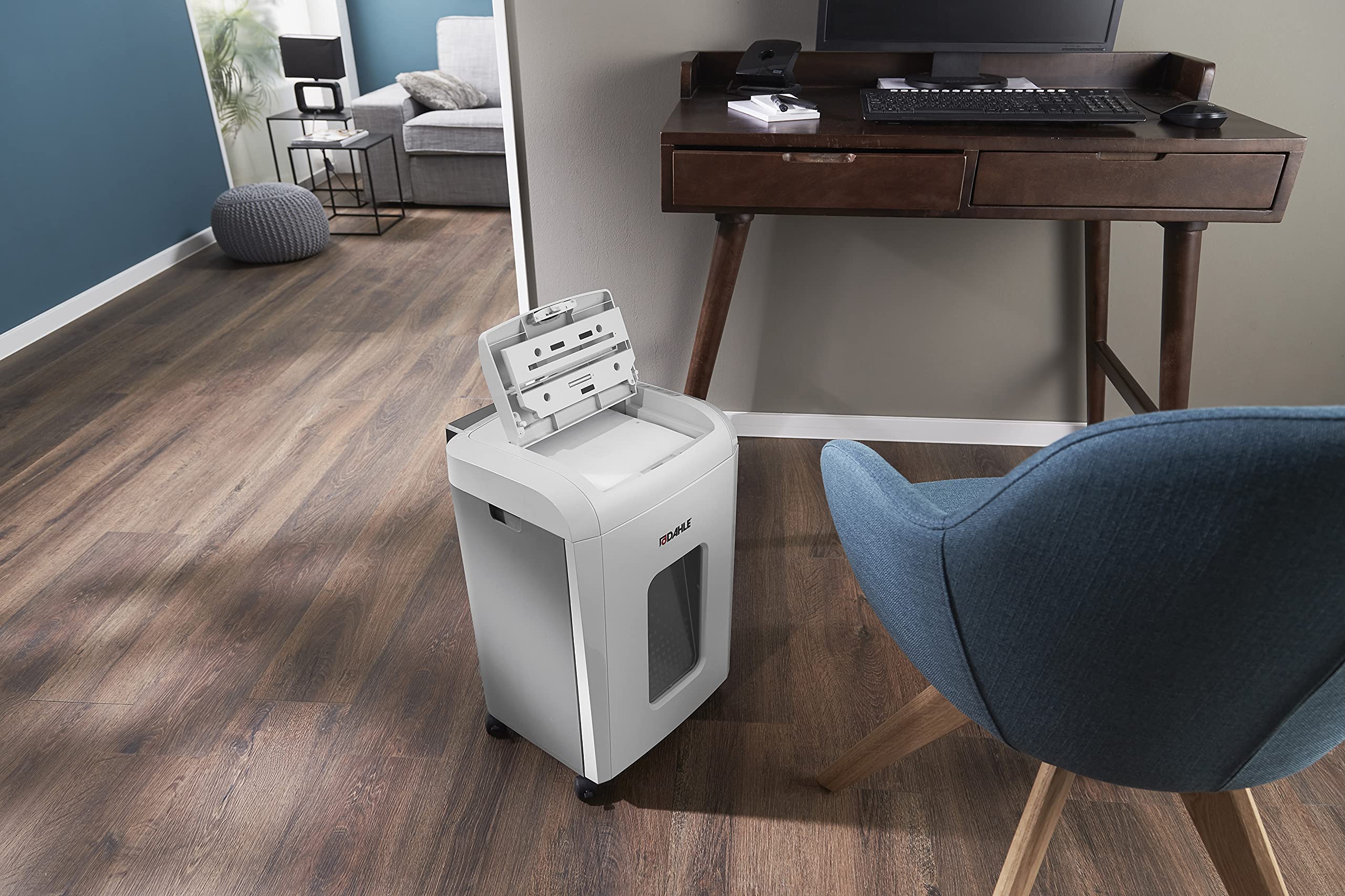 Dahle ShredMATIC 150 Aktenvernichter Autofeed (150 Blatt, P-4, Partikelschnitt, öl- und wartungsfrei, Automatischer Papiereinzug) lichtgrau/staubgrau