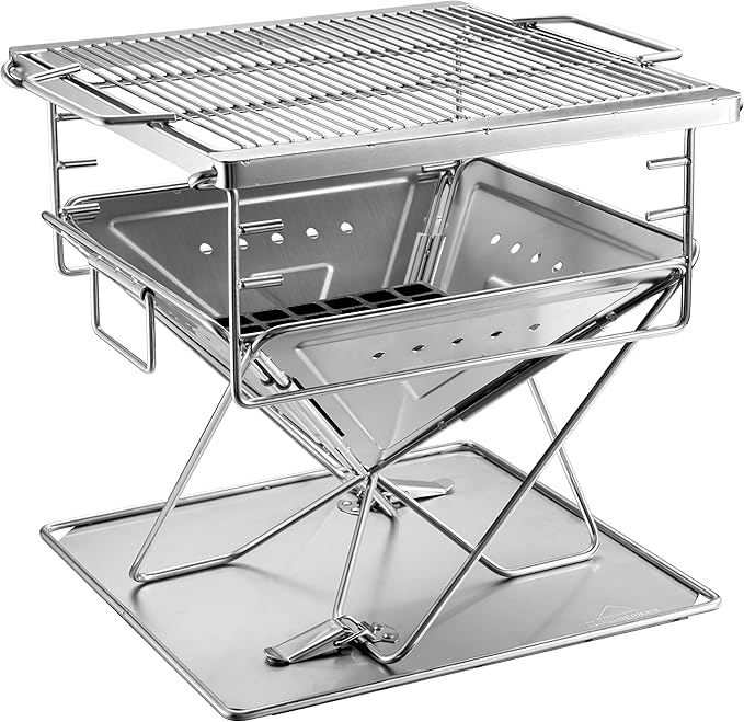 Campingmoon BBQ Grill Fire Pit Foldable Stainless Steel