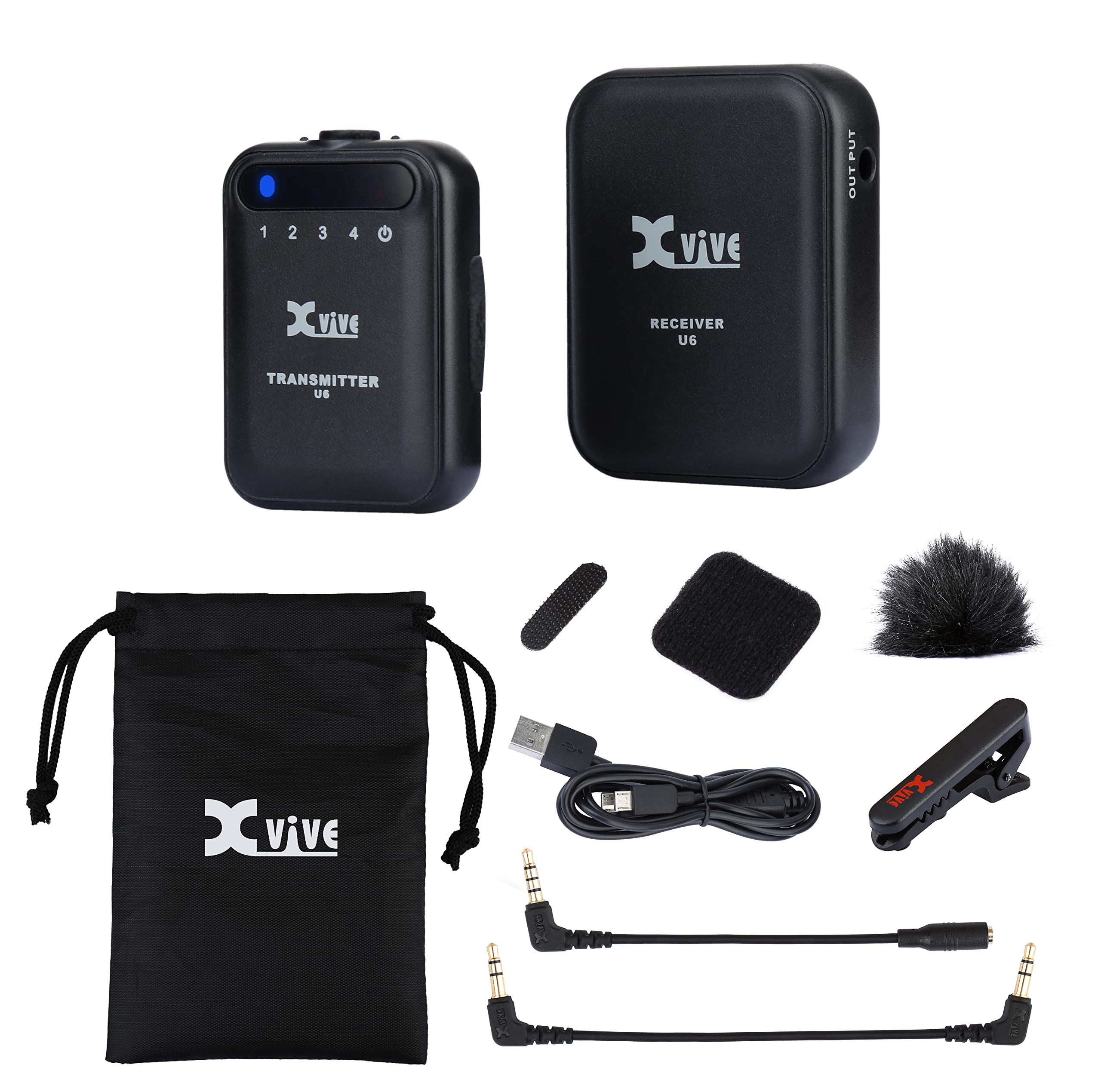 XVive U6 Compact Wireless Mic System – Kabelloses Mikrofon‑Set für Video, Kamera & Smartphone, 2,4 GHz, 24‑Bit / 48 kHz