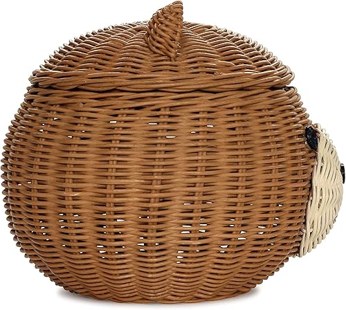 Miniatura 4 de G6 COLLECTION Cesta de almacenamiento de ratán de oso con tapa, papelera decorativa para decoración del hogar, organizador de estantes tejido a