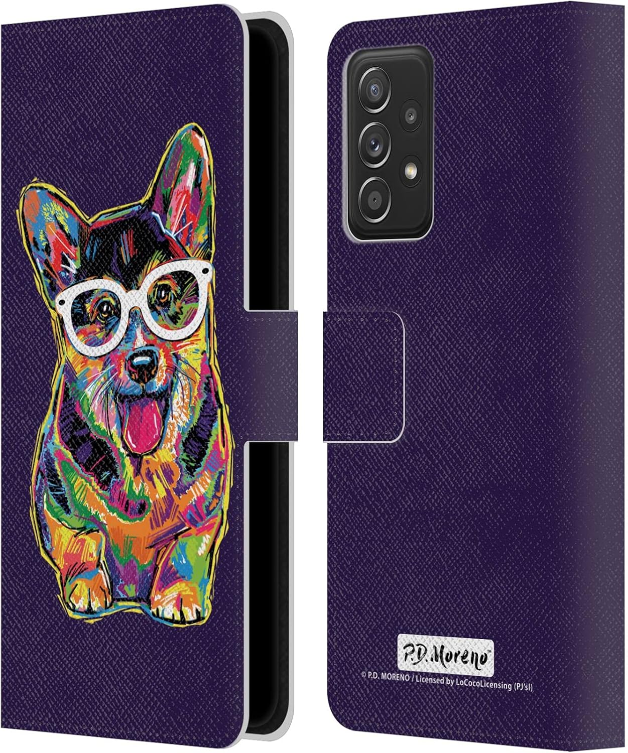 Head Case Designs Officially Licensed P.D. Moreno Puppy 2 Dogs Leather Wallet Case Compatible with Galaxy A52 / A52s / 5G (2021)