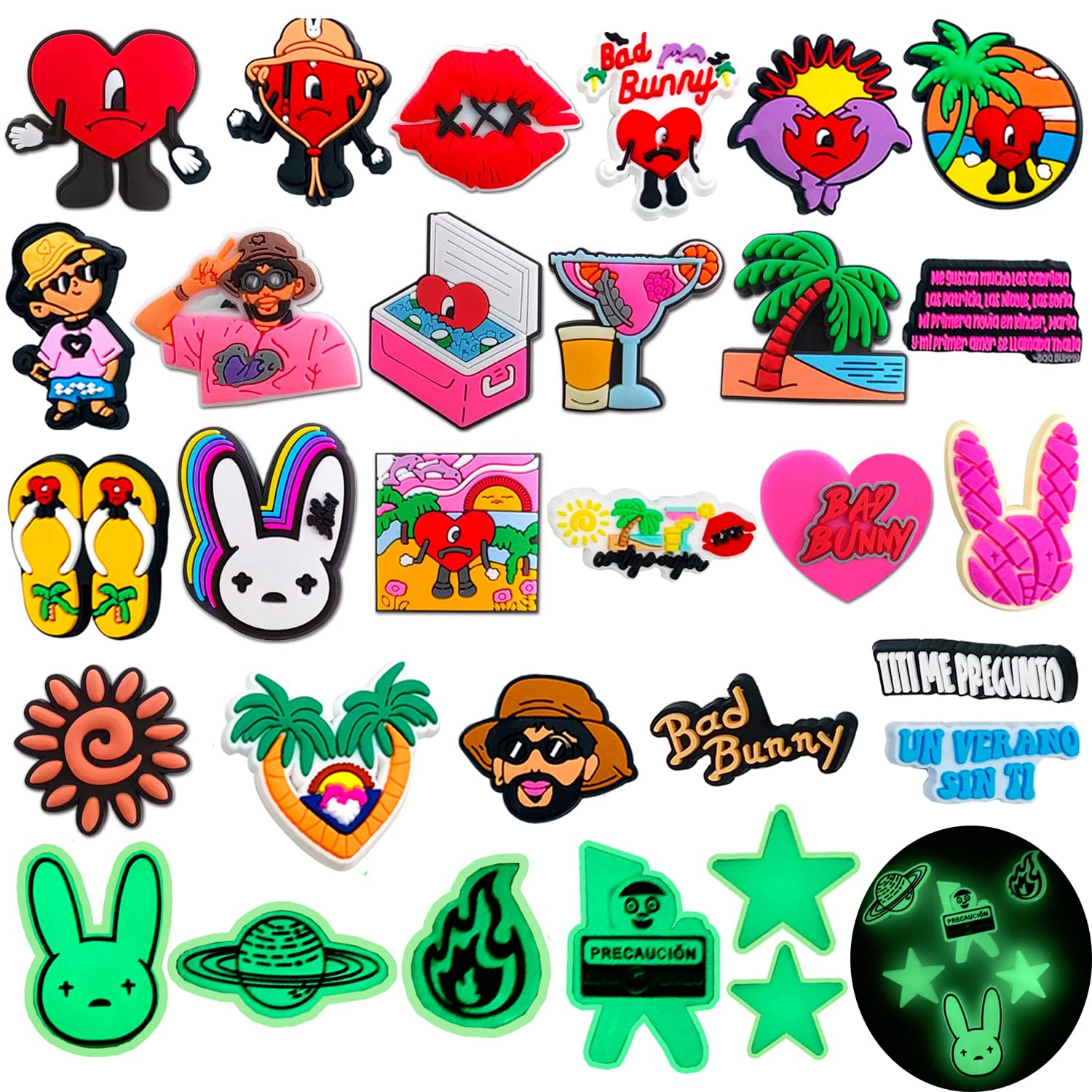 Kinearcharms 30 50 75 120pcs Different Shoe Charms for Clog Sandals Decoration for Women Men PVC Charms Decoration for Wristbands Party Favor Gifts