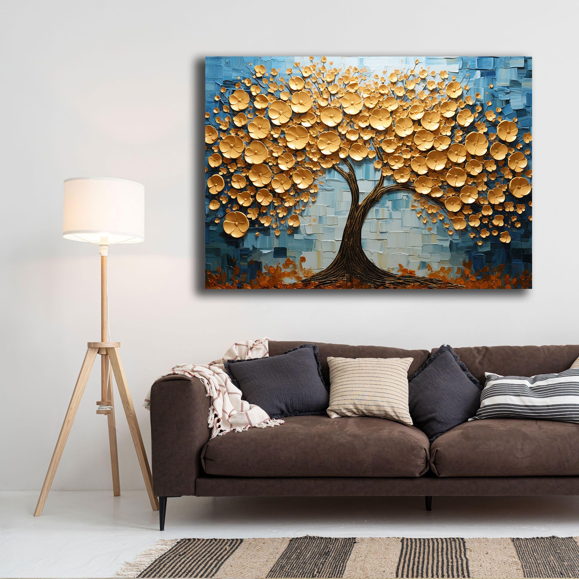 Stampe Parete Paesaggio Autunno Quadro Su Tela 150x100cm Stampe Da Parete Parco Coppia Albero Grandi XXL Decorazione Murale Camera Da Letto Cucina Set 5 Pezzi Quadri Moderni Soggiorno Grafica Immagini Wall Art