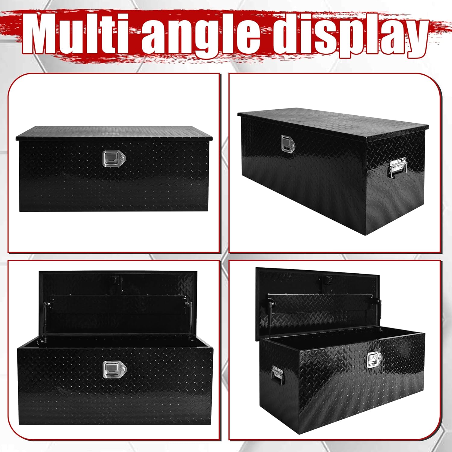 36 Inch Truck Bed Tool Box Heavy Duty Diamond Plate ToolBox with Sliding Shelf and Lock Tool Box Chest Chest Storage Organizer with Lock and Keys for Trucks Trailers RVs Pick Up