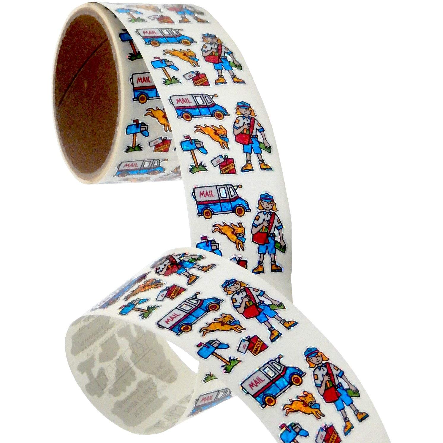 Bulk Roll Prismatic Stickers, Mini Postal Worker (100 Repeats)