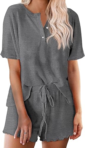 Ekouaer - Conjunto de pijama de 2piezas con teñido anudado para mujer, para descansar y dormir