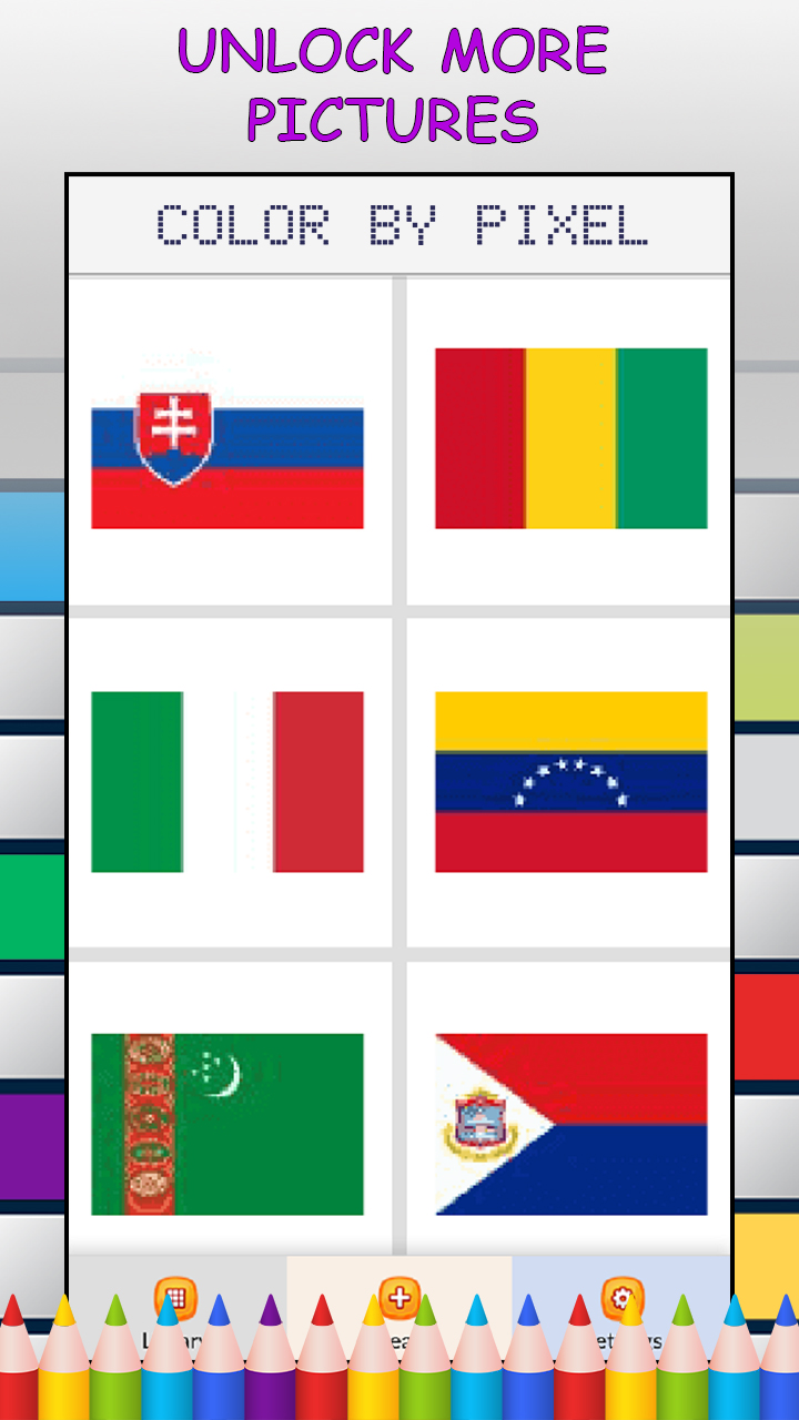 World Flags Color by Number Free Pixel Art Game Coloring Book Pages