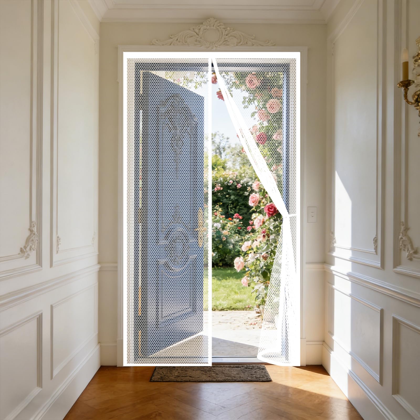 Moustiquaire magnétique 160 x 190 cm pour porte-fenêtre blanche