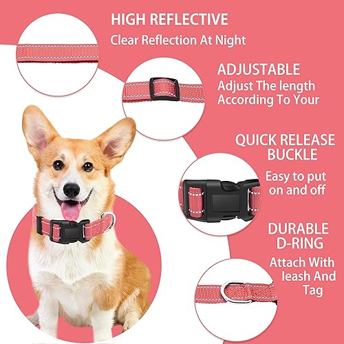 Miniatura 2 de Maiiu Collar reflectante para perro con hebilla de bloqueo de seguridad, collares de nailon suaves y transpirables ajustables para perros pequeños,
