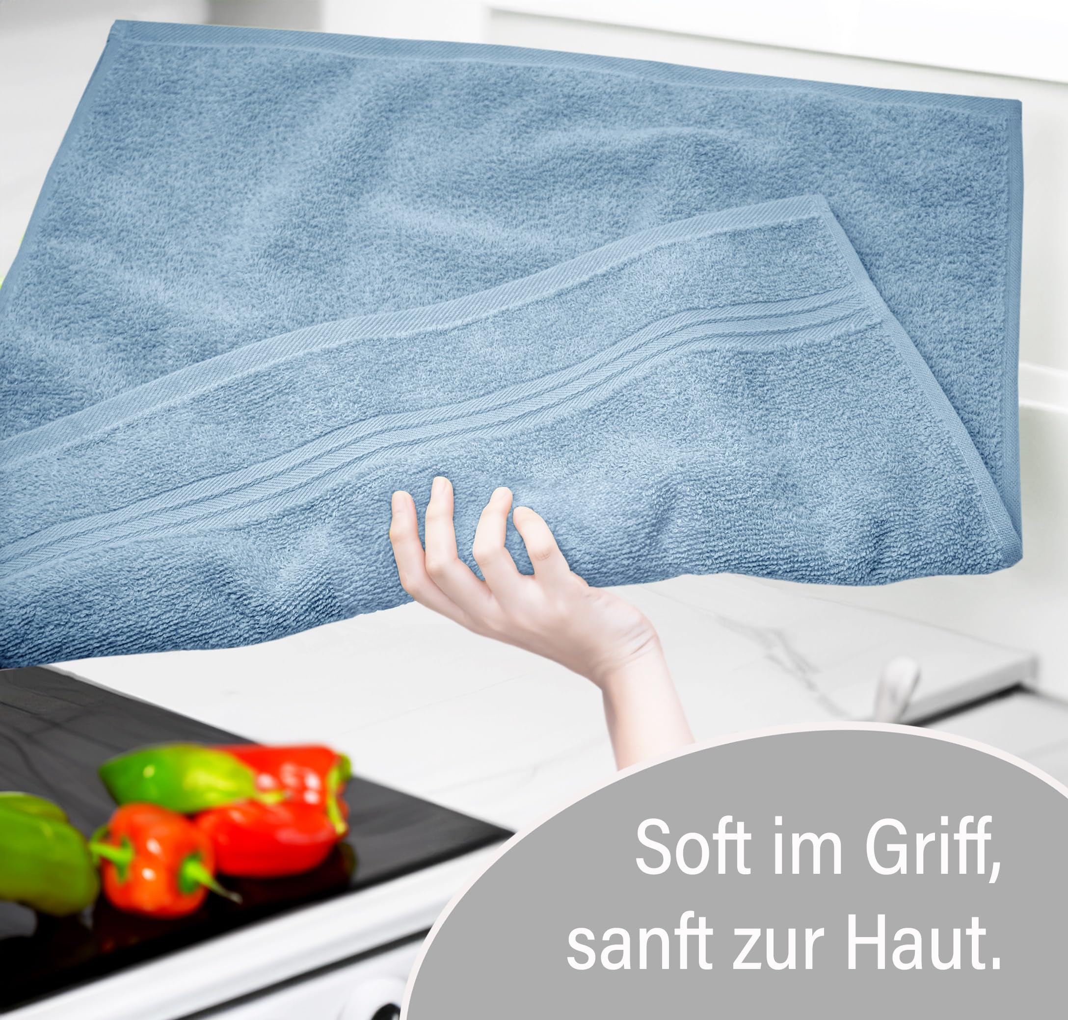 Lashuma Paños Cocina Modernos, Trapos Cocina 50x50 cm Linz, 4 Toallas de Mano Azul Paloma