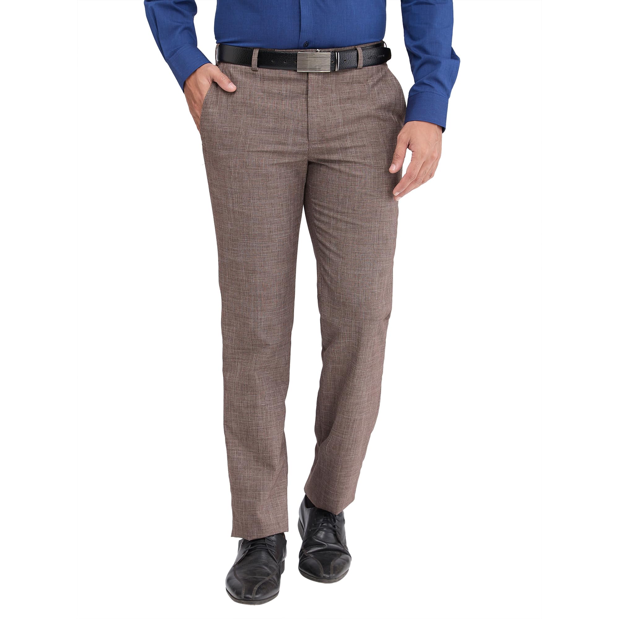 park avenue Men's Regular Fit Structure Pattern Polyester Viscose Blend Flat Front Trouser-picture-30
