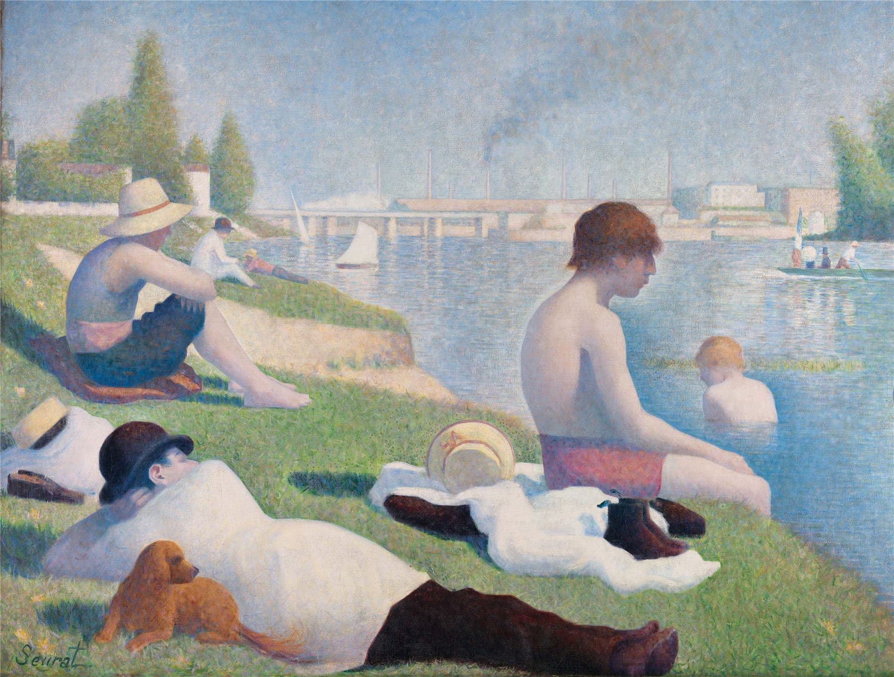 National Gallery 1000 elementów puzzli - Bath at Asnieres - Made in UK - niezwykle szczegółowa - obraz Hi-Def - 100% deska z puzzlami z recyklingu
