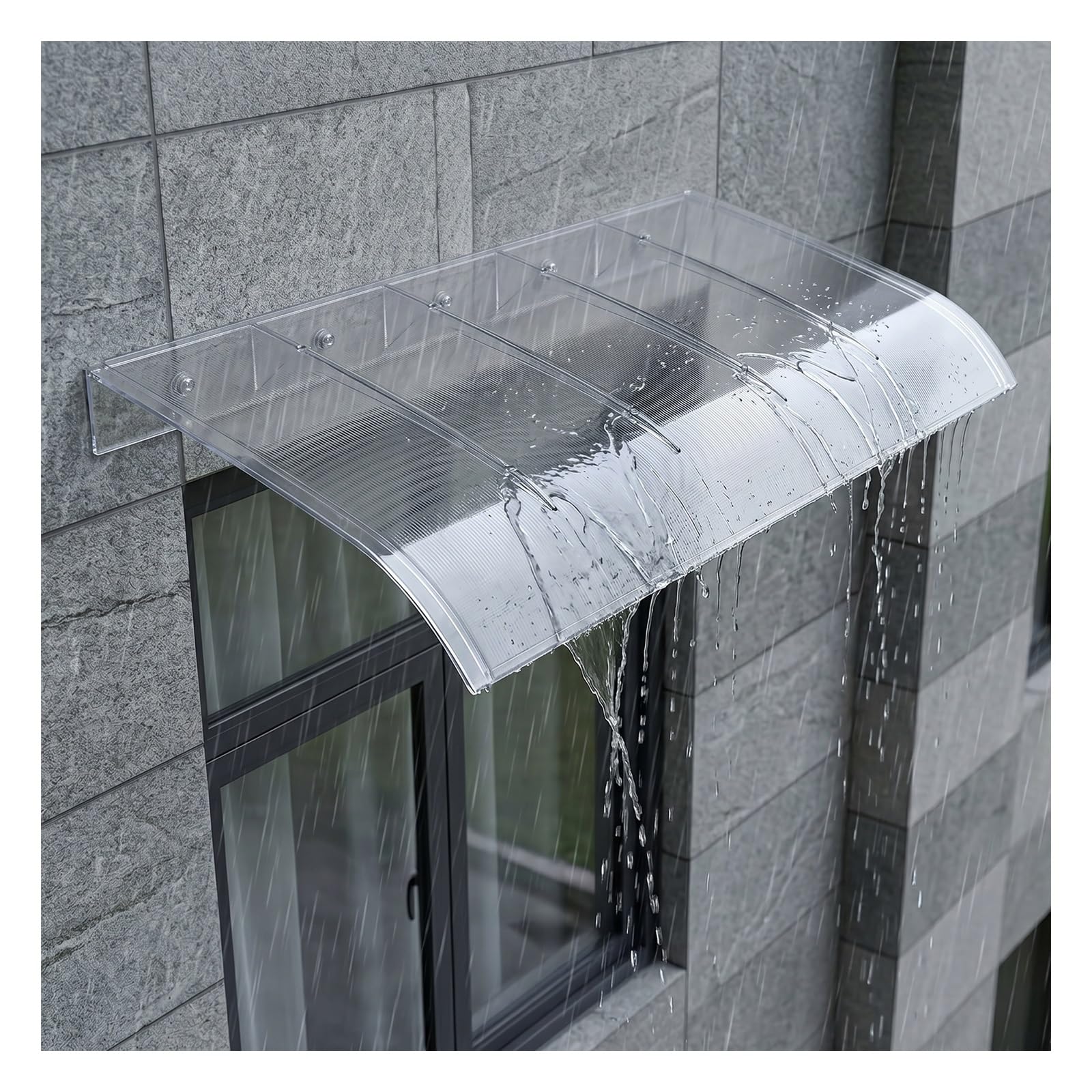 Zhengqian One Color Front Door Canopy Outdoor Awning,Window Awning Invisible Rain Shelter Cover Front Door Canopy,With Uv Protection Soundproof Rain Shelter,For Window, Porch, Patio, Roof(W45*L80cm/W 17.7*L31.4in)