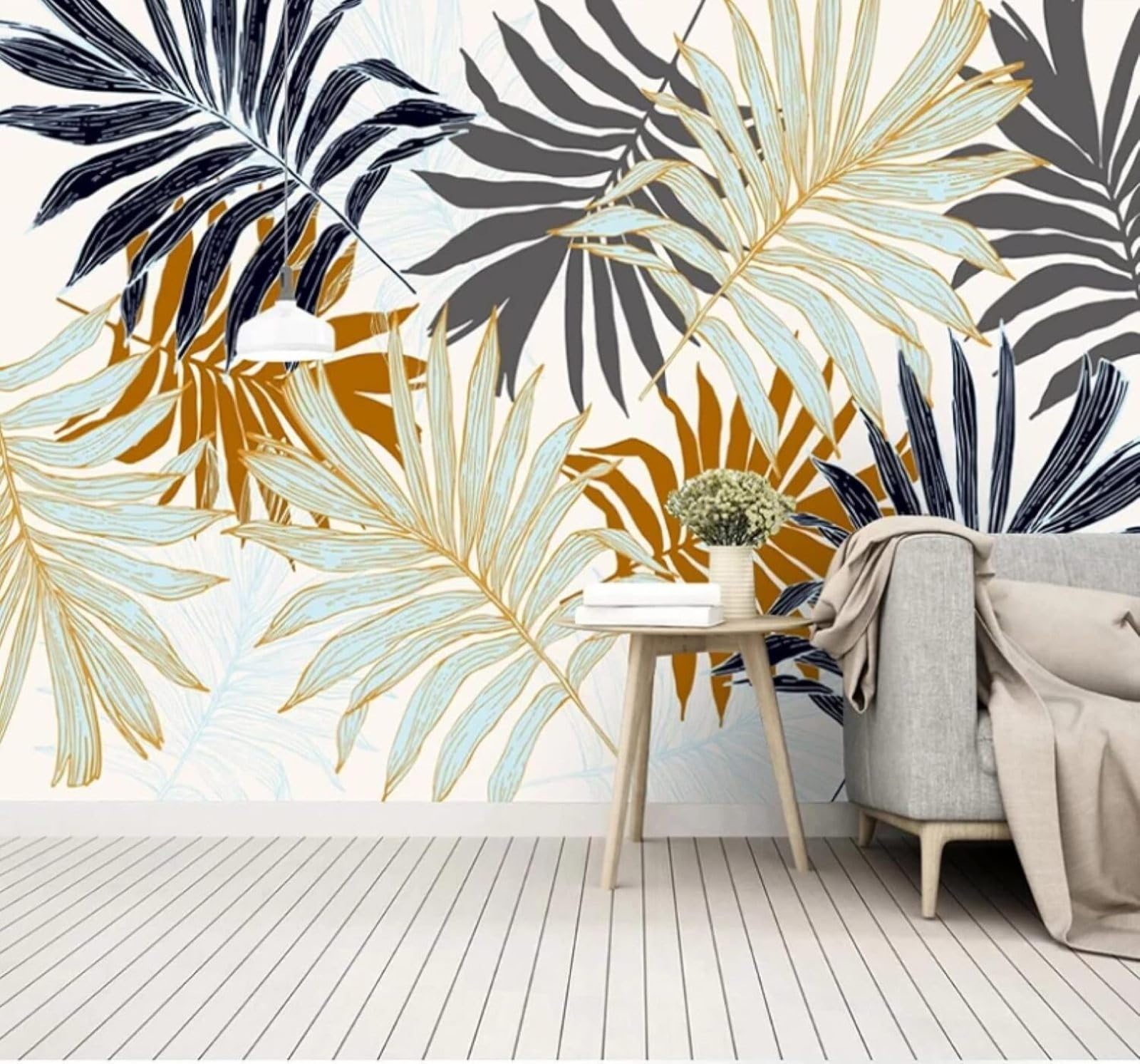 Minimalist Hand Drawn Colourful Palm Leaves Unique 3D Wallpaper Easy Install Feature Office Living Room Sofa Bedroom TV Background Wall Decoration-430cm×300cm