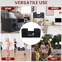 Vista 6 de Sistema estéreo Pyle CD/DVD P.M.P.O, caja de altavoces de madera de dos vías de 6 ohmios y subwoofer inalámbrico de 3 piezas con transmisión BT