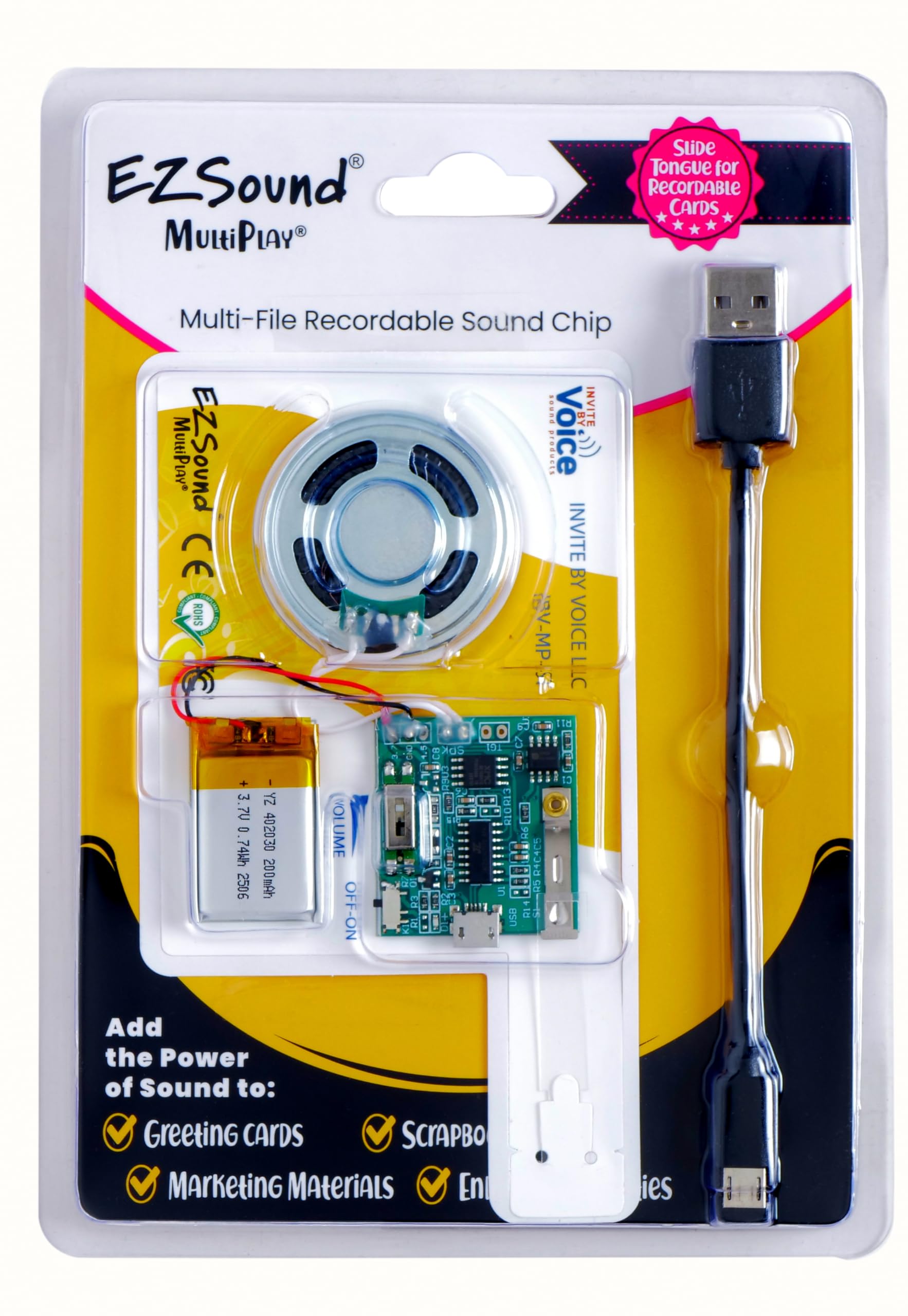 MultiPlay Re-recordable Sound Chip for Greeting Cards | Plays Different Recording Each Time Activated | Add the Power of Sound to Recordable Cards, Scrapbooks, Photo Albums, Personalized Gifts, Crafts