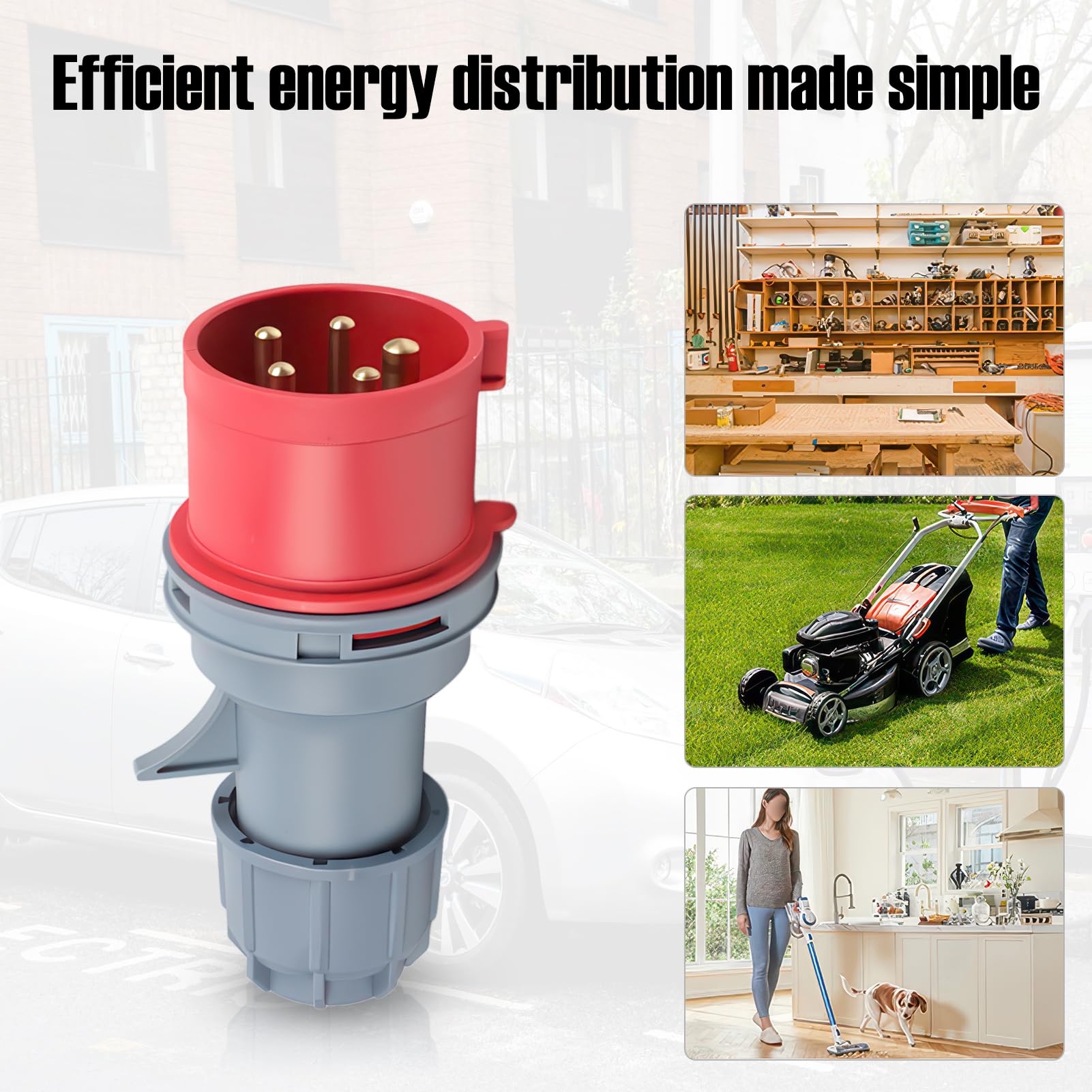 Adattatore CEE Schuko, cavo adattatore CEE da campeggio con 3 cavi da 0,5 m, spina da 400 V 16 A su 3 cavi di prolunga da 230 V, adattatore di corrente da campeggio