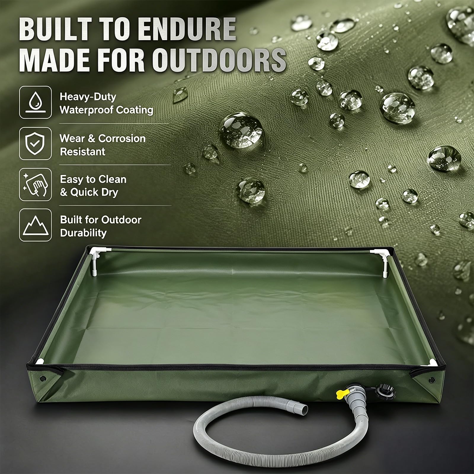 MeYuxg Vasca da doccia pieghevole, Vasca da doccia portatile 80x80cm con tubo di scarico, Base per tenda da doccia Oxford impermeabile, Doccia da campeggio mobile per tenda da doccia all'aperto