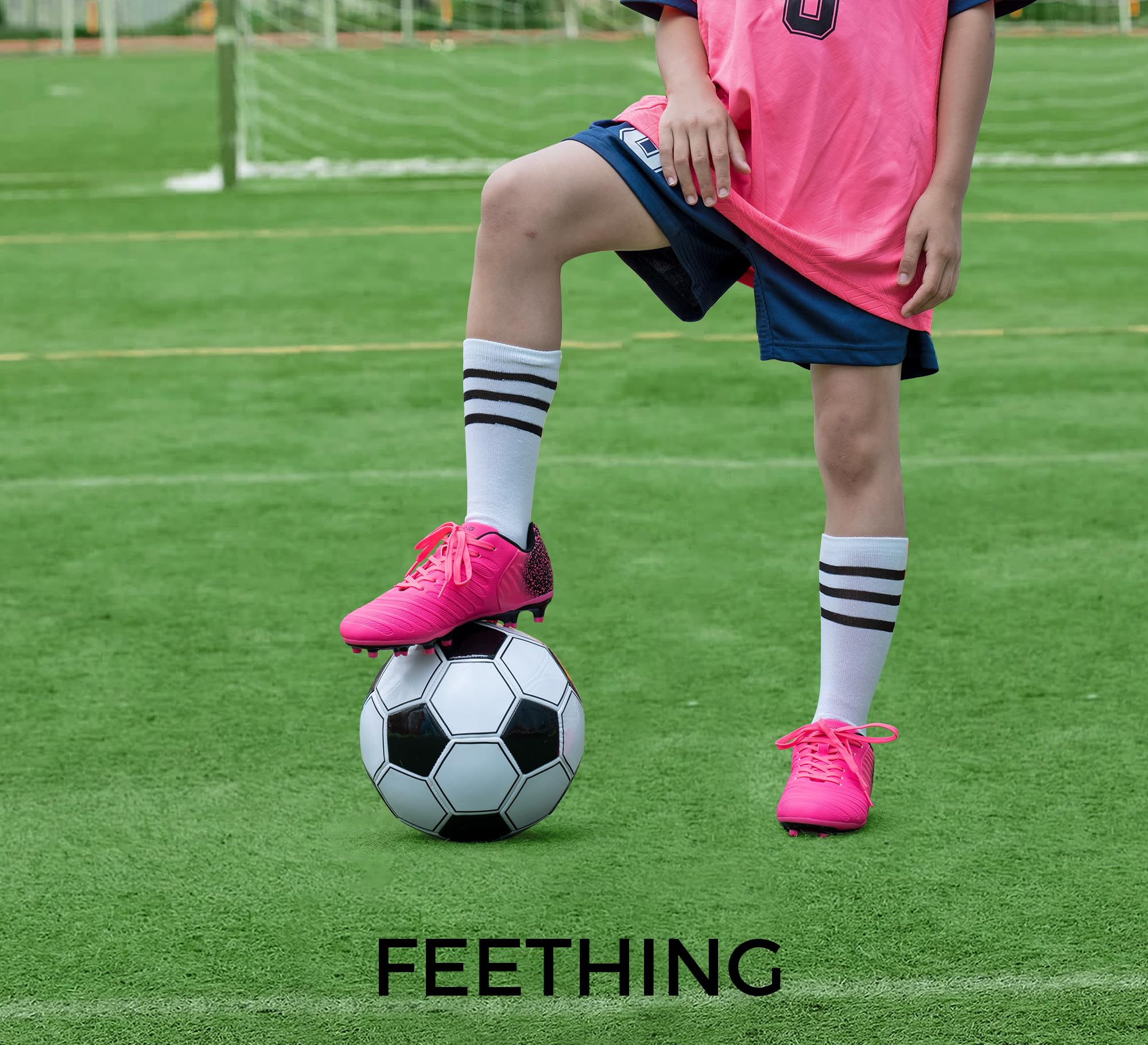 Botas de Fútbol Unisex para Jóvenes Zapatos de Fútbol de Césped Firme Ligeros para Entrenamiento al Aire Libre