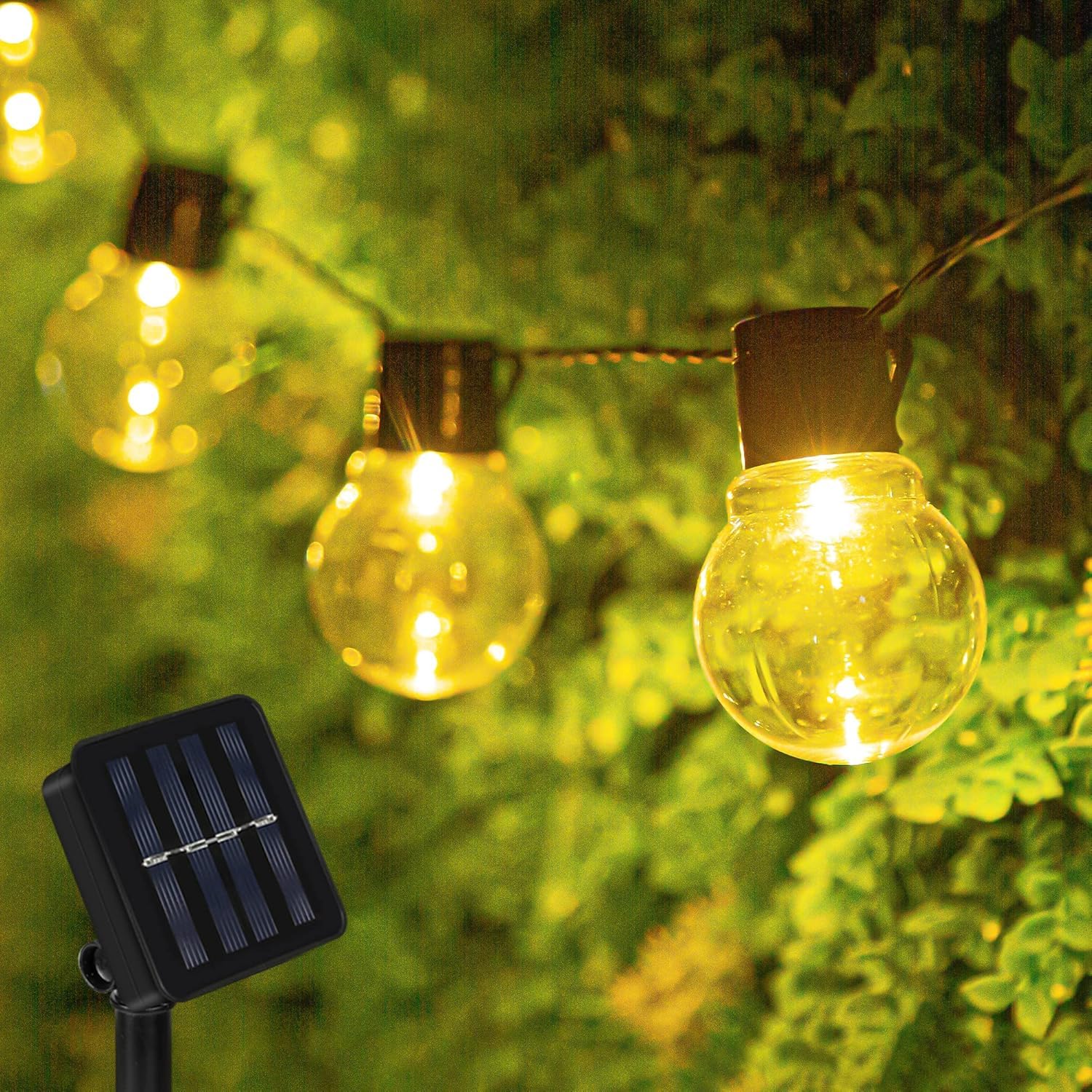 Solar LED Lichterkette mit 10 Glühbirnen, 8 Modi, IP65 Wasserdicht, Warmweiß, für Garten, Hof und Balkon