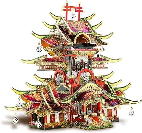 Miniatura 8 de Piececool Rompecabezas 3D para adultos, kits de modelos de construcción tradicionales chinos para adolescentes, rompecabezas de metal 3D difícil,