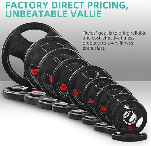 Miniatura 5 de Fitvids Olympic Cast Iron 2-Inch Weight Plates Including 5FT Olympic Barbell Bar with Safely Locks, 100 Pounds Set (85 Lbs Plates + 15 Lbs Barbell