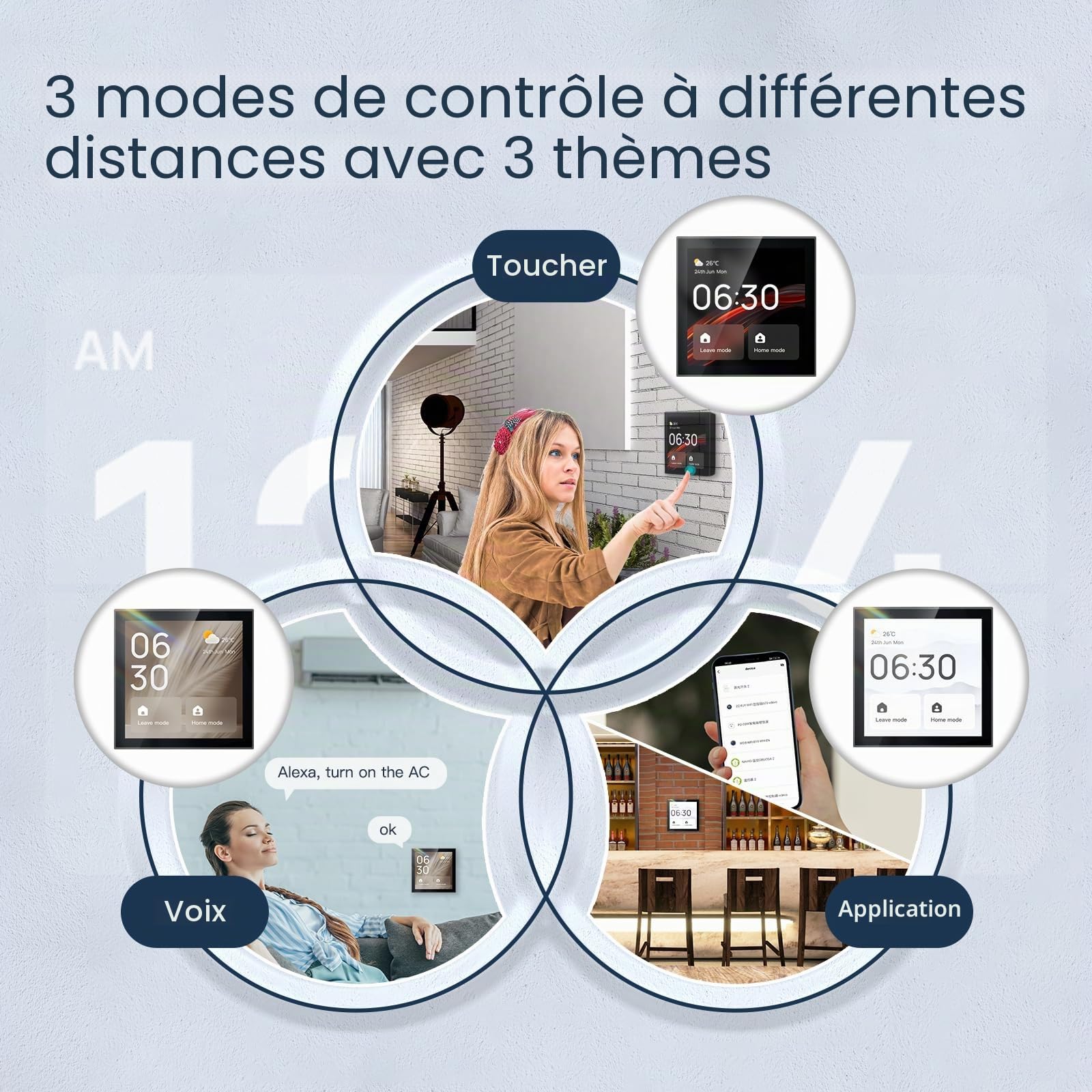 Panneau de contrôle Smart Home avec Alexa intégré, écran tactile 4 pouces, Hub Zigbee 3.0 et passerelle BLE SIG Mesh, affichage température et météo, mode maison et sortie, WiFi Tuya Smart Life, 86 x