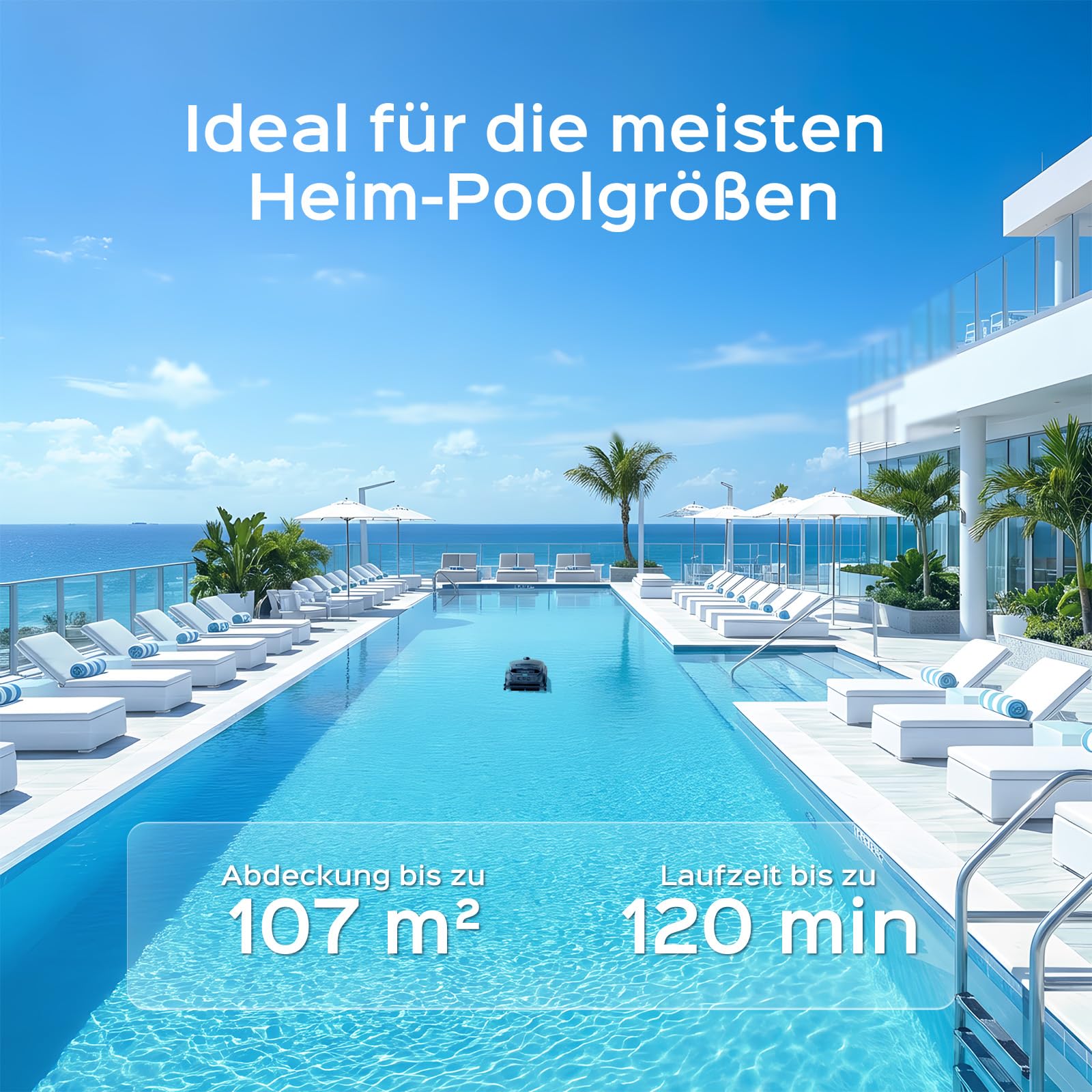 (2026 Neu) WYBOT B1 Poolroboter Akku Für Wand Und Boden, Kabelloser Poolroboter Mit 120 Min Laufzeit, App-Steuerung, Zwei Seitenbürsten, Leichter Intelligenter, Für Inground- Und Aufstellpools Schwarz