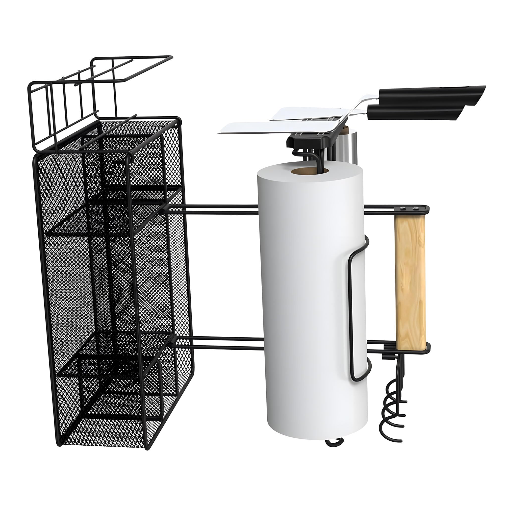 Buxuaaaa Sturdy Multi Layer Barbecue Accessory Stand with Firm Handles for Easy Carrying and Compact Organization BBQ Seasoning Rack with Hooks