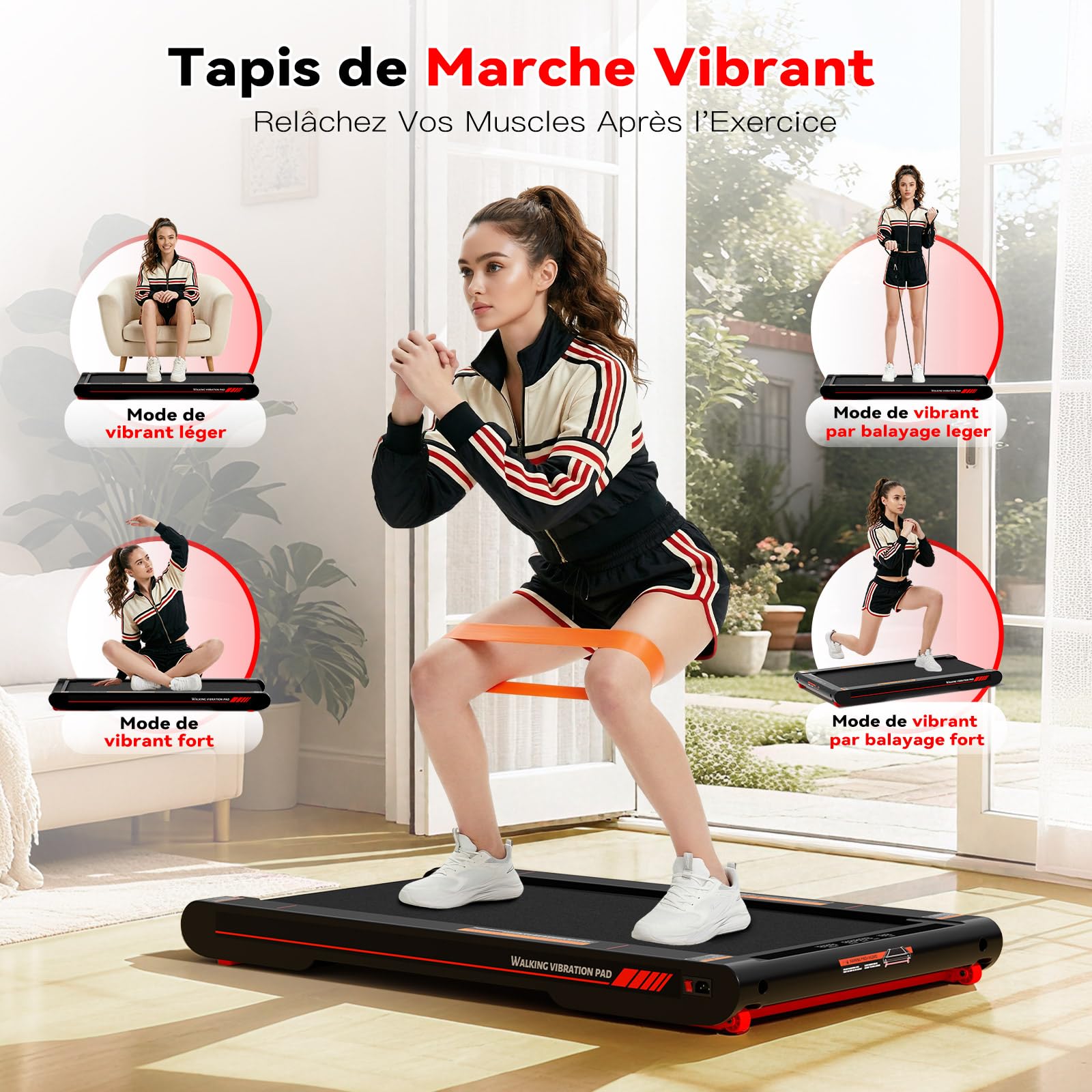 Sperax Tapis de Marche Vibrant 4 en 1 Tapis de Course avec Télécommande, Walking Pad 6km/h, Compatible App