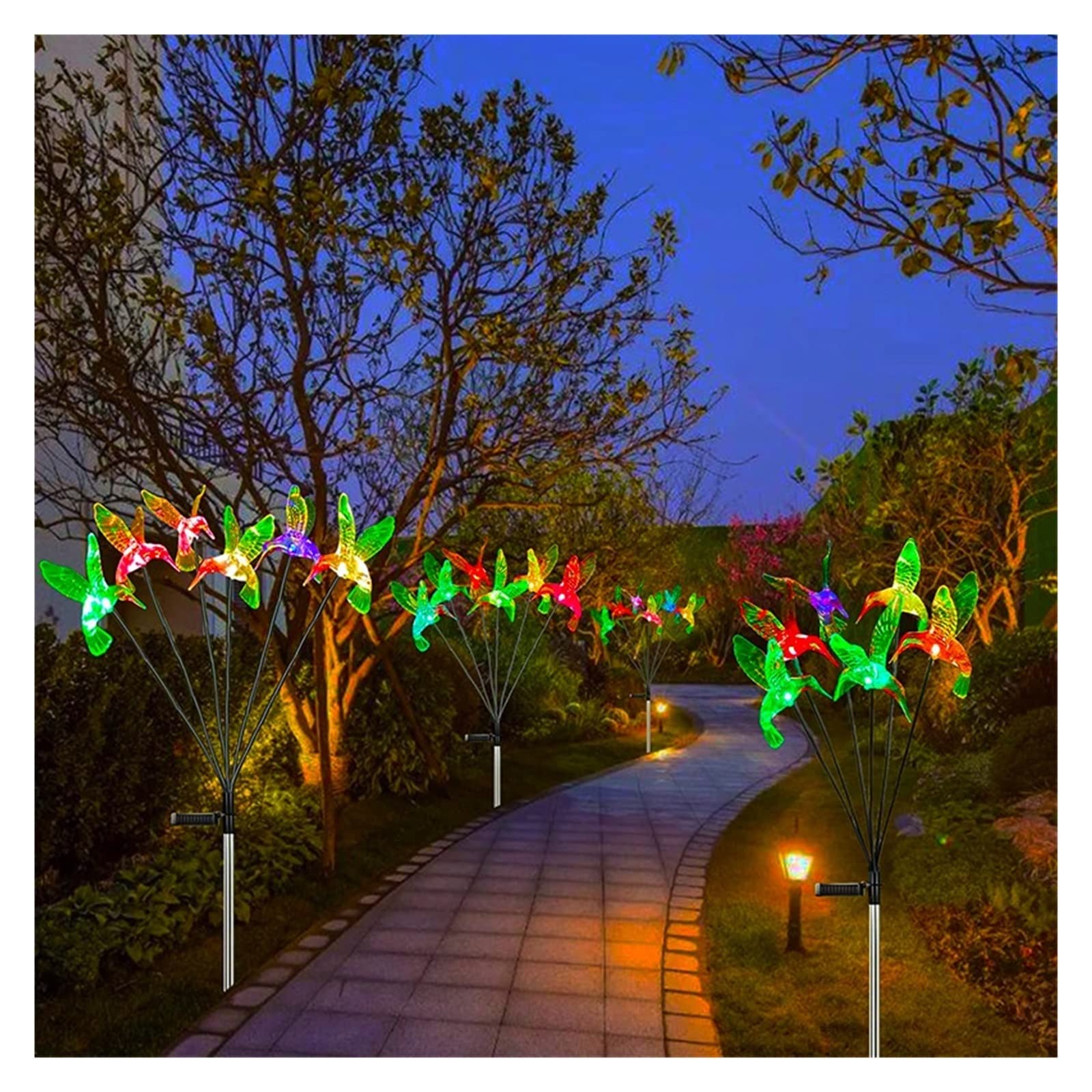 Lampy solarne do ogrodu zewnętrznego Słoneczne światła zewnętrzne Hummingbird dekoracje ogrodowe lampy trawnikowe 7 zmiana koloru wodoodporna ścieżka Patio Patio Yard lampa słoneczna Na patio, podwórk
