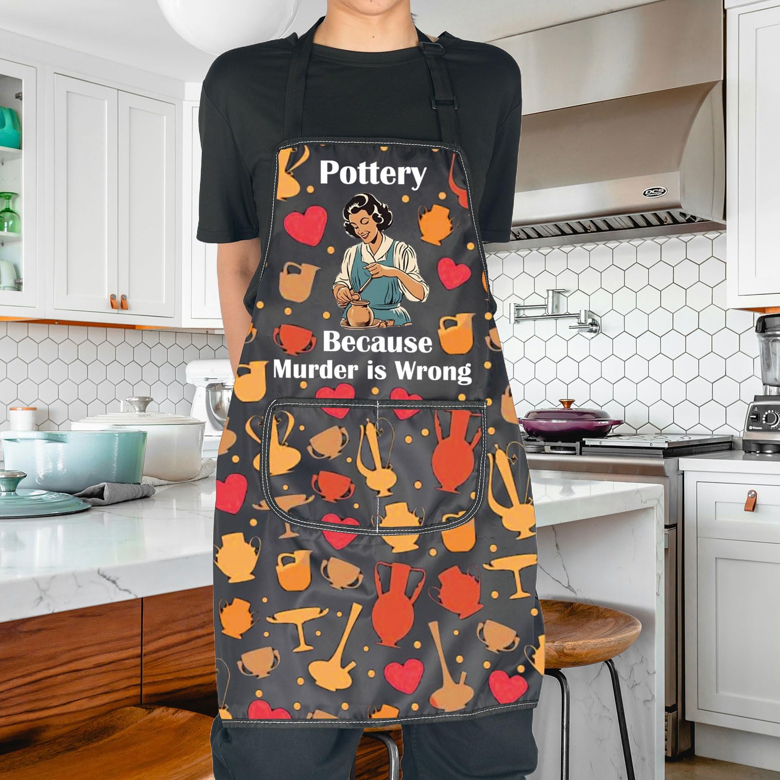 JNIAP Pottery Lover Gift Pottery Because Murder is Wrong Apron Ceramics Gift for Her