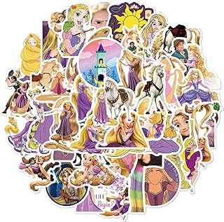 50Pcs Tangled Kids Stickers Pack Disney Princess Stickers Cute Cartoon Characters Rapunzel Stickers for Kids Girls Teens Adults Waterproof Vinyl Princess Stickers for Water Bottle Laptop Luggage (Tangled)