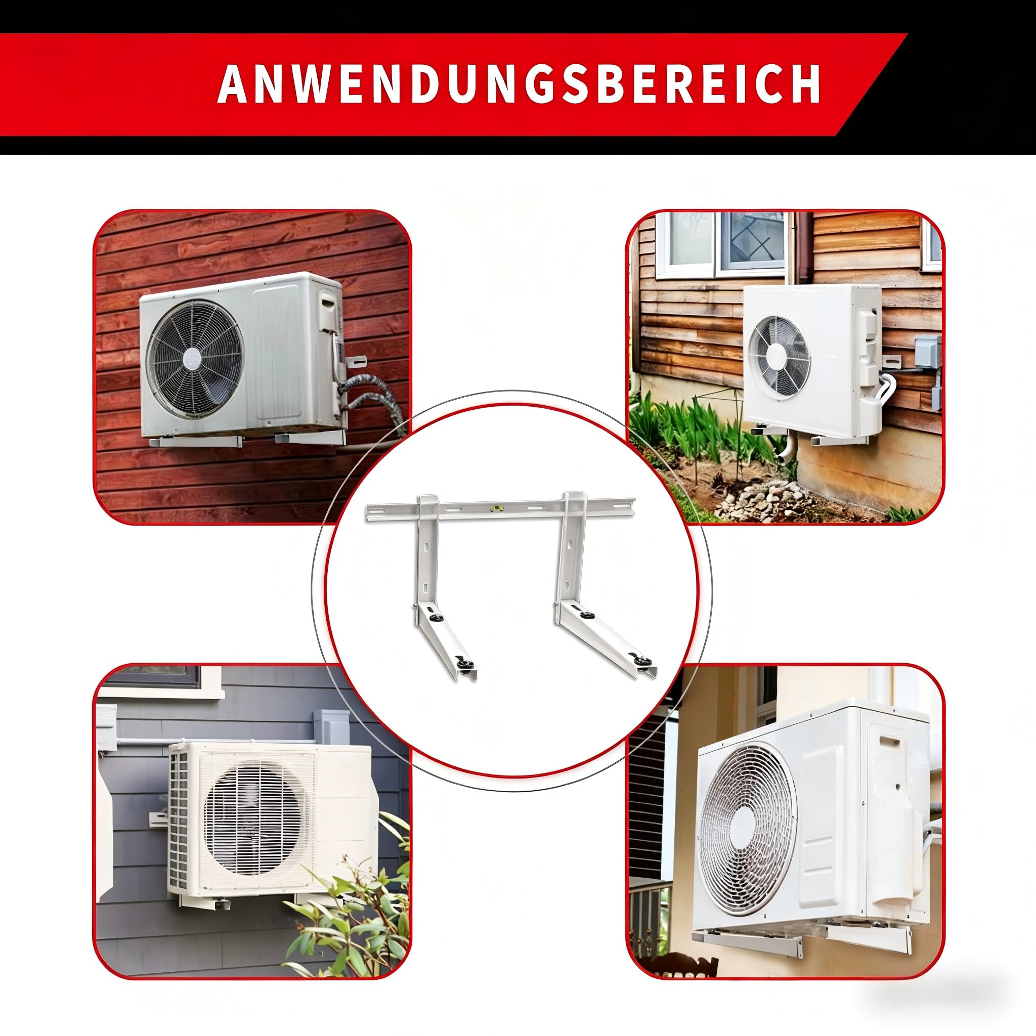 Wostore Universal Wandhalterung für Klimaanlage Außengerät 550mm 9000-36000 BTU bis 160kg, Wandkonsole für Split Klimaanlage und Wärmepumpe robust und stabil (weiß 550mm)