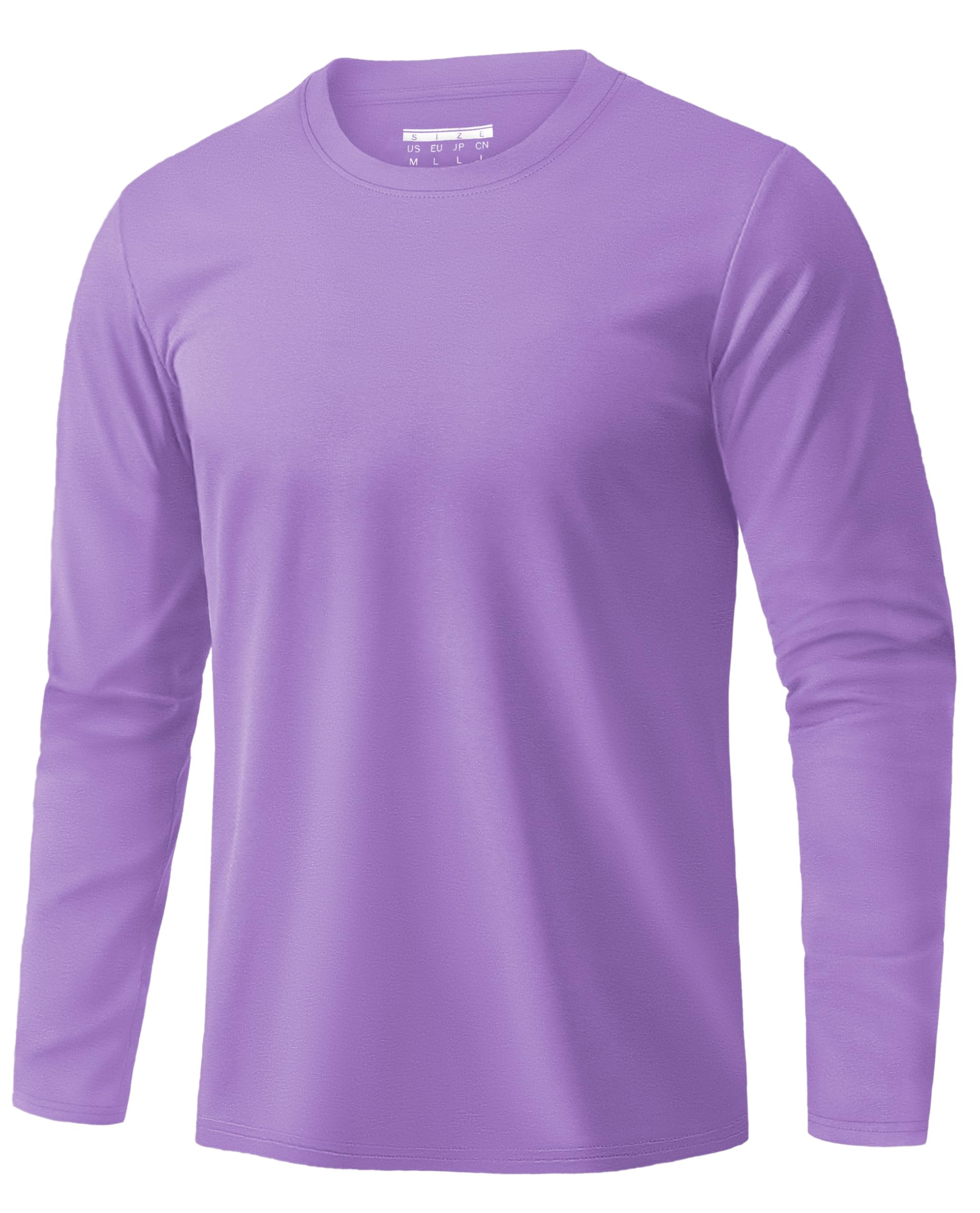 EKLENTSON Baumwolle Tshirt Herren Lange Ärmel Tops Rundhals Regular Fit Trainingsshirt Outdoor Alltag Freizeitkleidung(Lila,L)