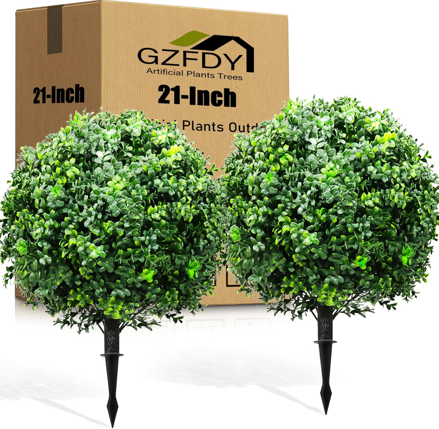30-Inch Artificial Topiary Boxwood Ball Trees (Set of Two) – Lifelike, UV-Resistant Decor for Indoor & Outdoor Use – Enhance Your Space with Vibrant Greenery 31 Inch-2 Pcs Boxwood