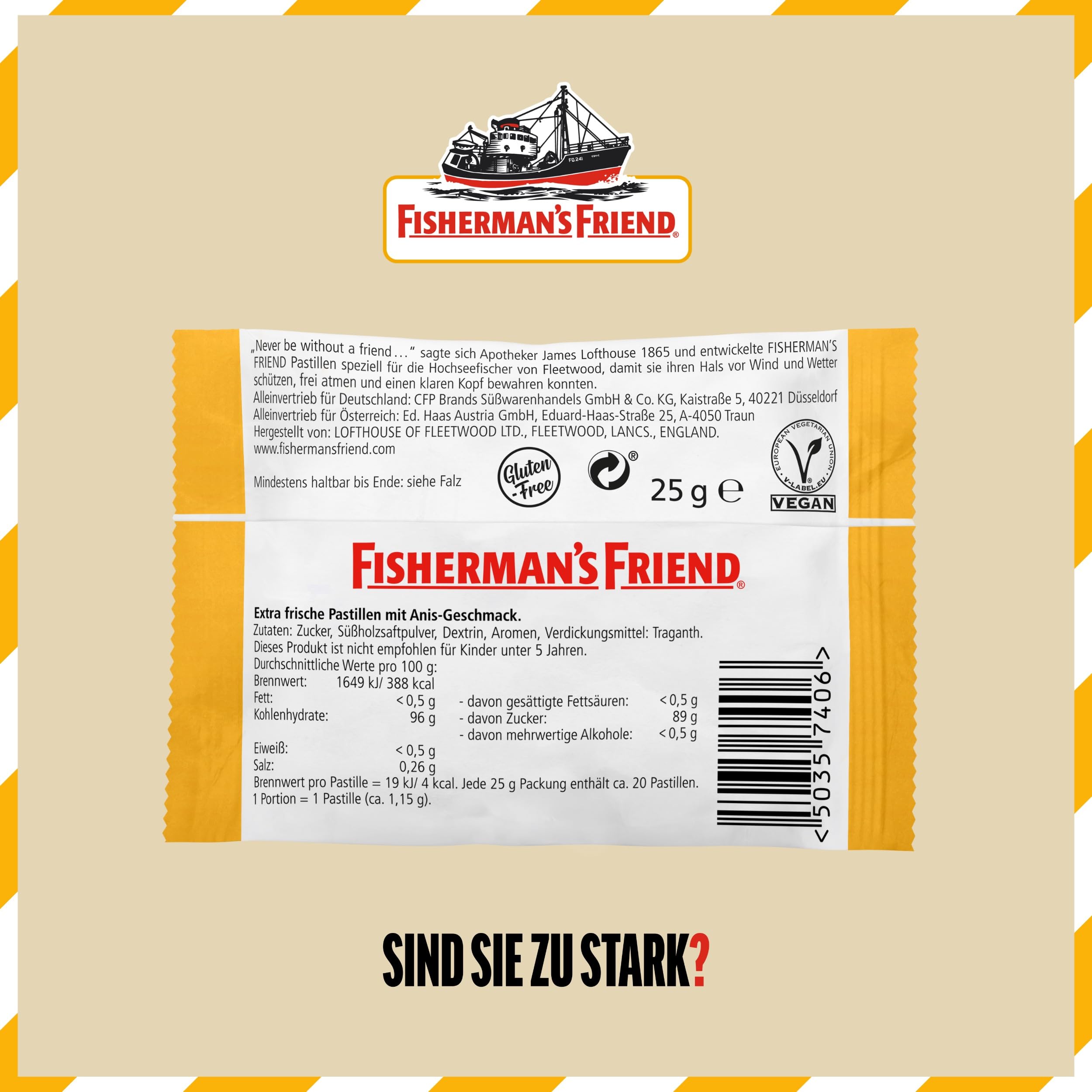 Fisherman's Friend Anis, 24er Vorratsbox, Exklusive Sorte: Anis und Menthol Geschmack, mit Zucker & vegan, Bonbons für frischen Atem, 24 x 25g