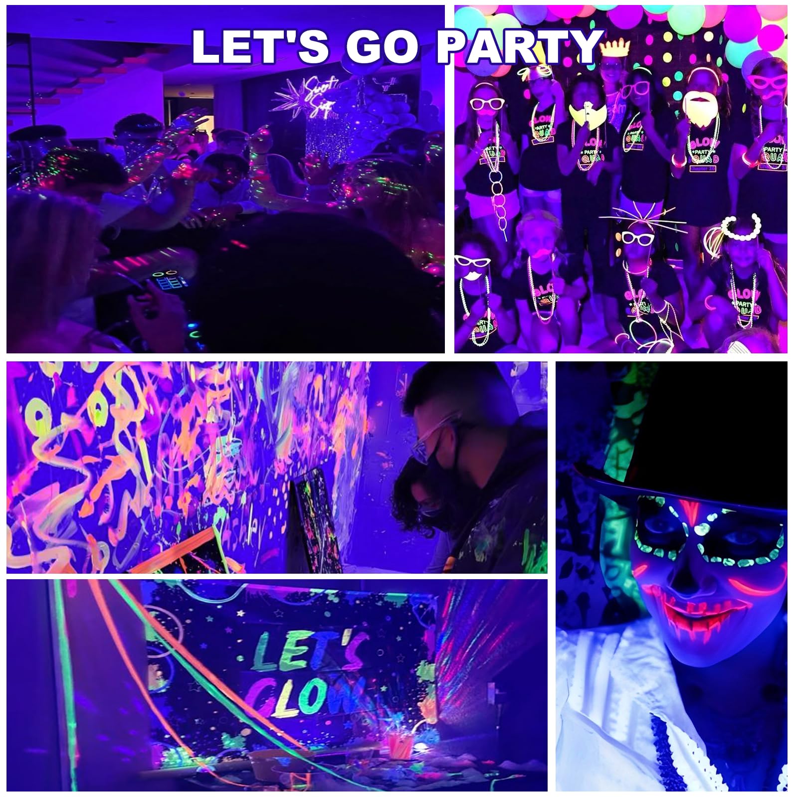 Luce Nera UV 100W,Fosingut 395-400nm Faretto UV LED con Spina,IP65 Impermeabile Lampada Ultravioletta Faro per Glow Festa,Fluo Pittura del Corpo,Natale,Halloween,Discoteca,Club,Acquario,Bar,Neon Festa