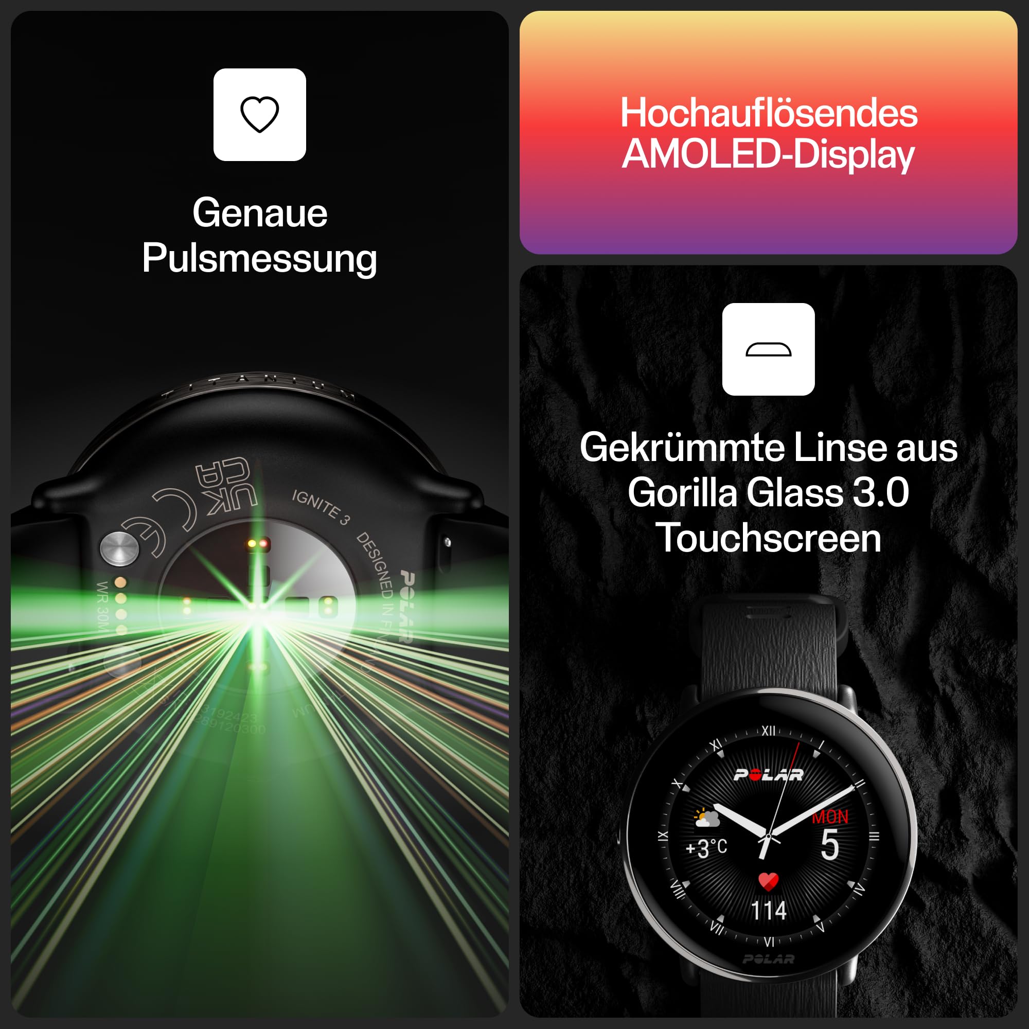 Polar Ignite 3 – Fitness- und Wellness-Smartwatch mit GPS, Schlafanalyse, AMOLED-Display, 24/7-Activity Tracker, Pulsmessung, personalisierten Trainingseinheiten und Sprachführung in Echtzeit
