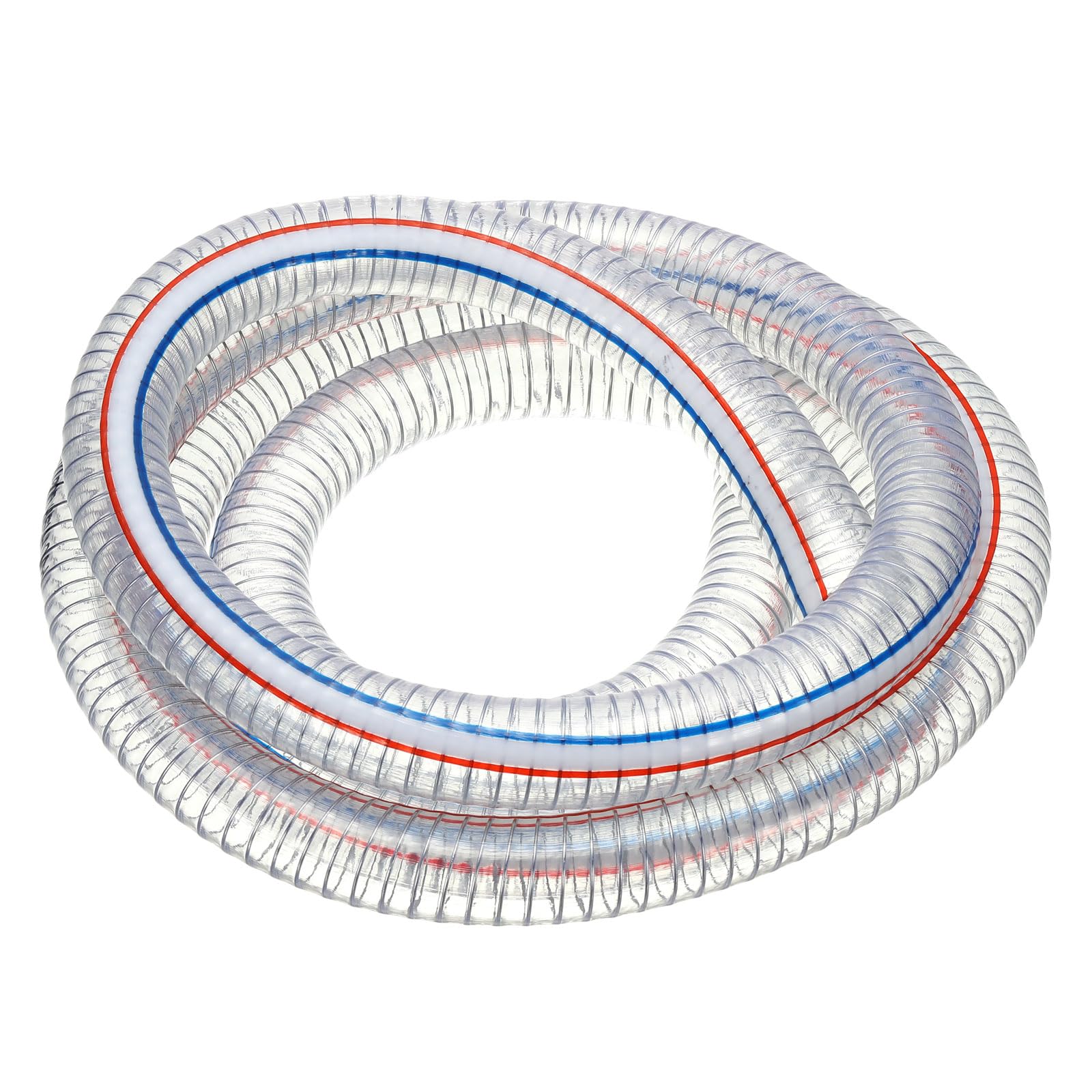PATIKIL Tubo di aspirazione in vinile PVC rinforzato da 3,2 cm, ad alta pressione, resistente agli agenti chimici, con filo di acciaio a spirale, per scarico di acqua, carburante, polvere, trasparente